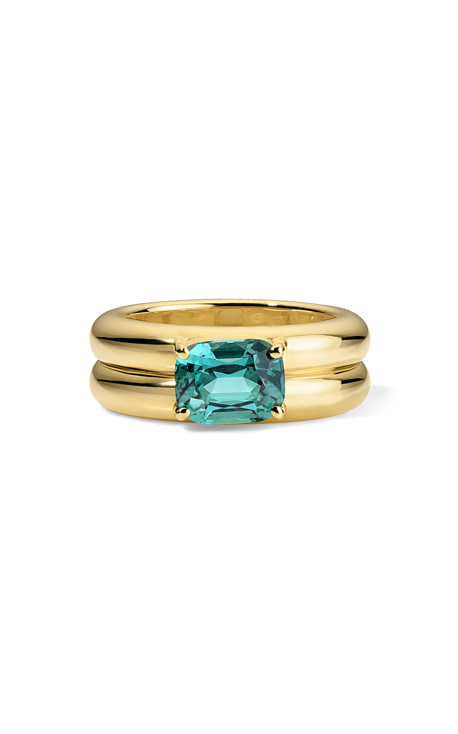 Jade Ruzzo 18k Yellow Gold Anna Band - Lagoon Tourmaline Cushion - Green - Only At Moda Operandi