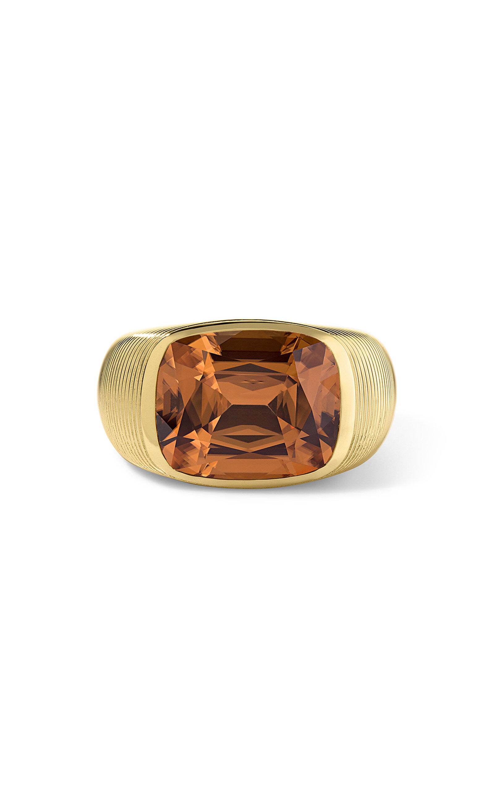 Jade Ruzzo 18k Yellow Gold Cymbal Ring - Zircon Cushion - Orange - Only At Moda Operandi