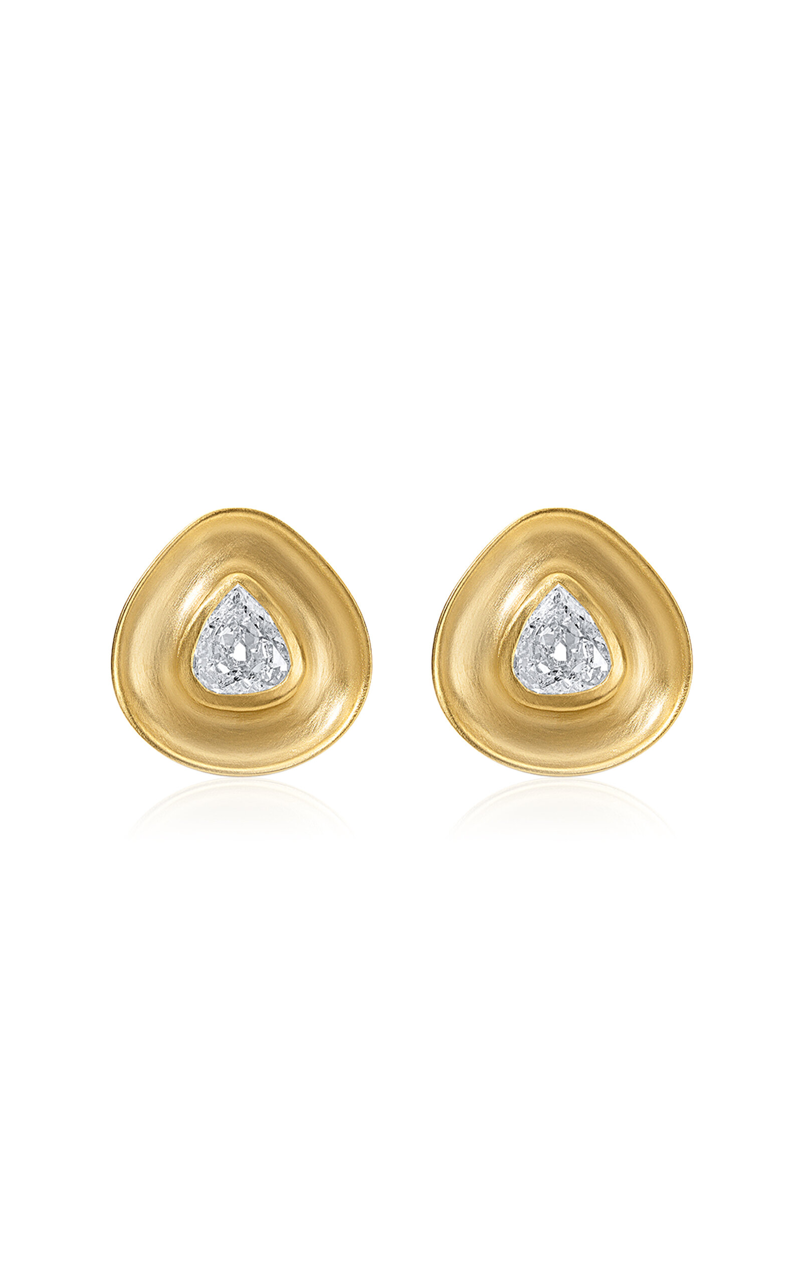 Jade Ruzzo 18k Yellow Gold OOAK Diamond Gong Studs - Gold - OS - Only At Moda Operandi