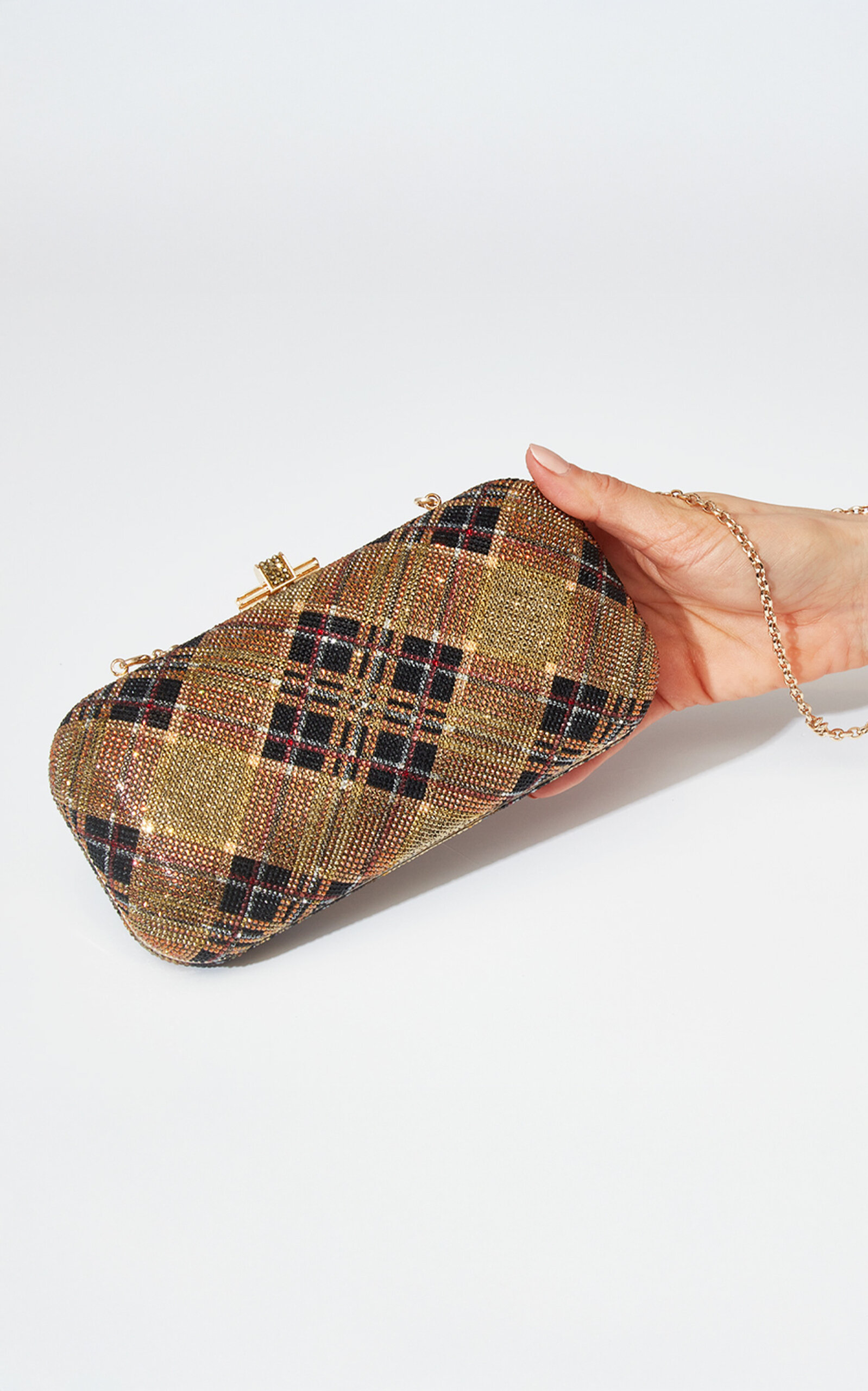 Judith Leiber Couture Tartan Aurum Crystal Clutch - Brown - OS