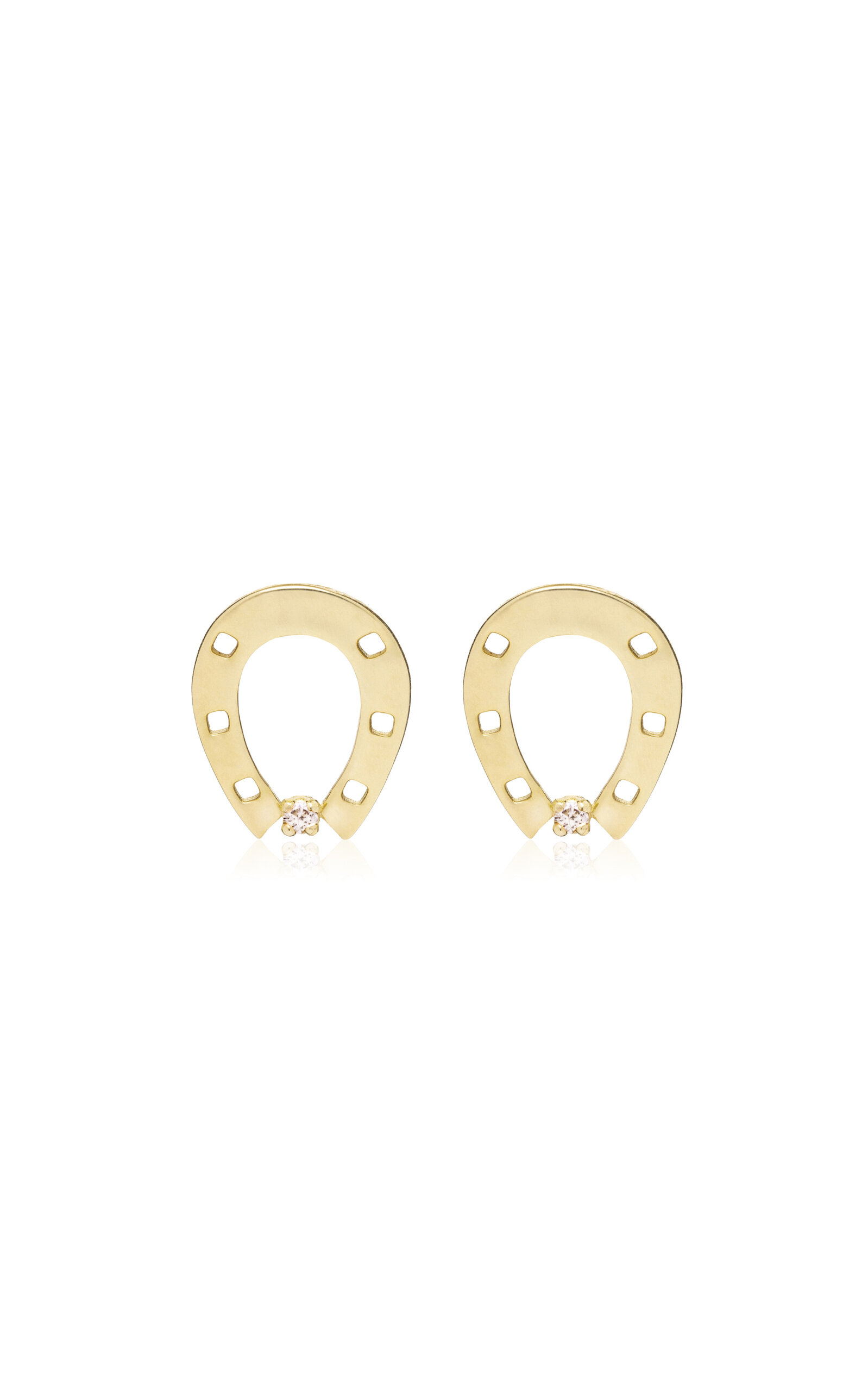 Aliita - Horseshoe Brillante 9K Yellow Gold Diamonds Earrings - Gold - OS - Moda Operandi - Gifts For Her 820$