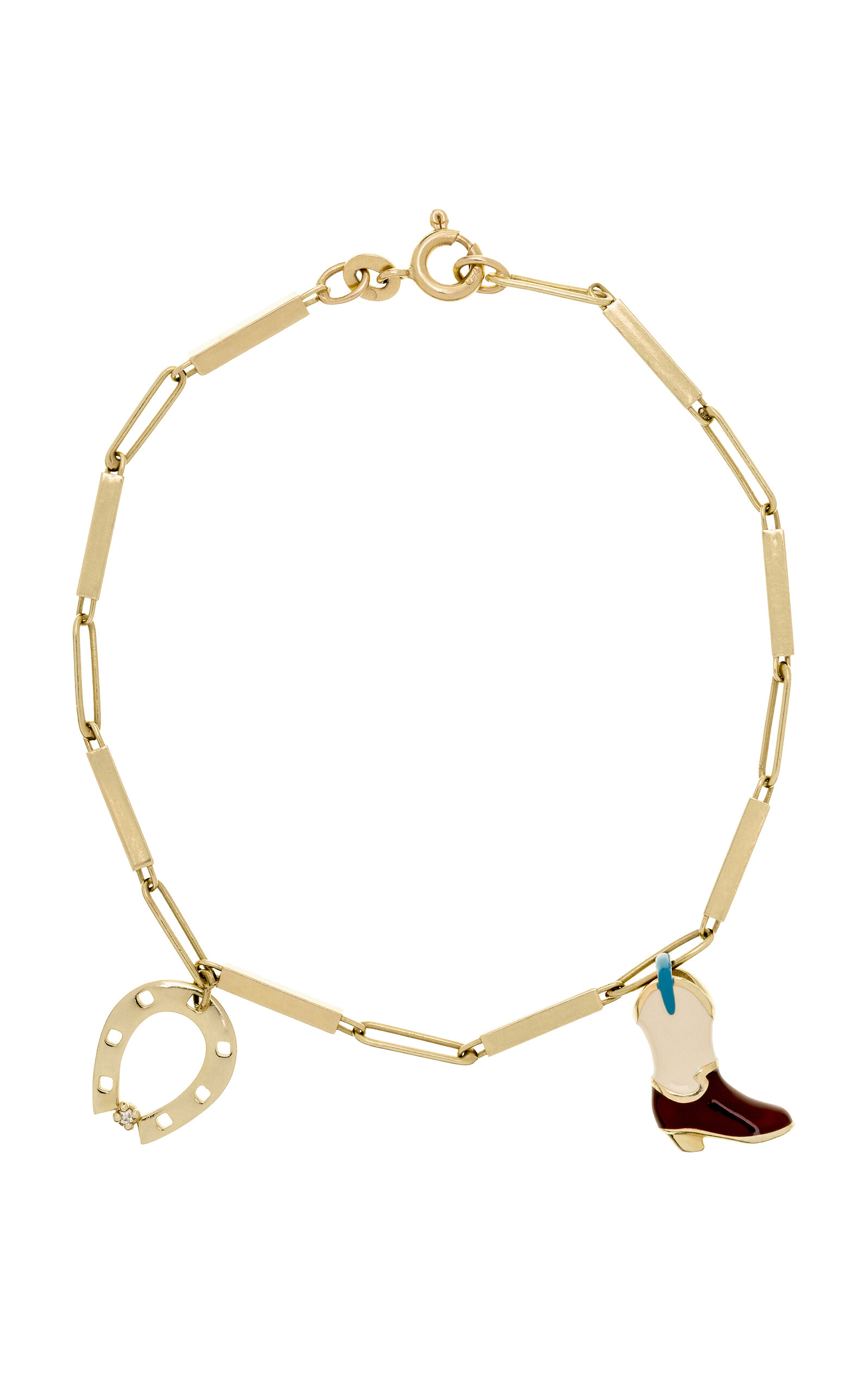 Aliita Deco Tubitos Cowboy 9k Yellow Gold Diamond Bracelet