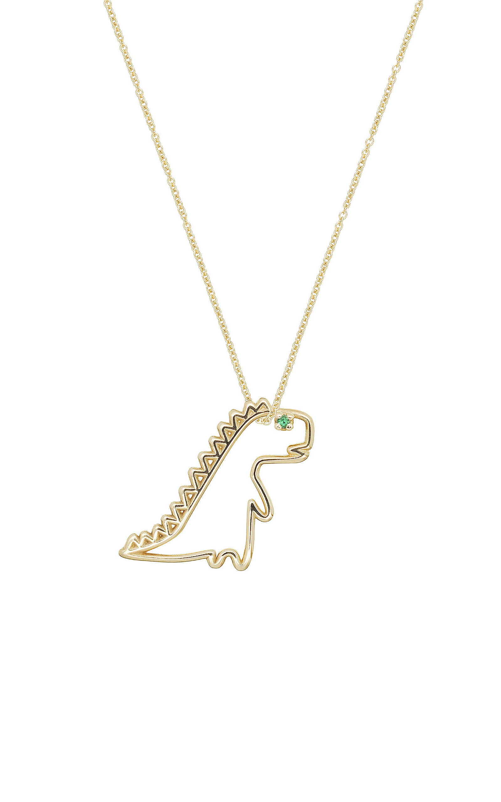 Aliita Dino Esmeralda 9k Yellow Gold Emerald Necklace In Gold