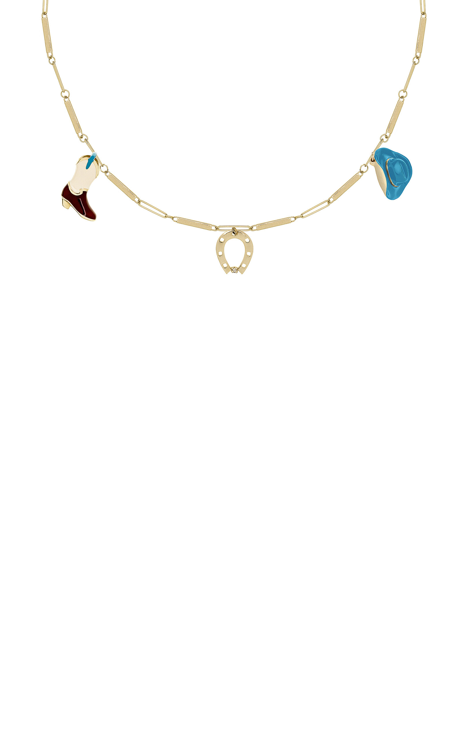 Aliita Deco Tubitos Cowboy 9k Yellow Gold Diamond Necklace
