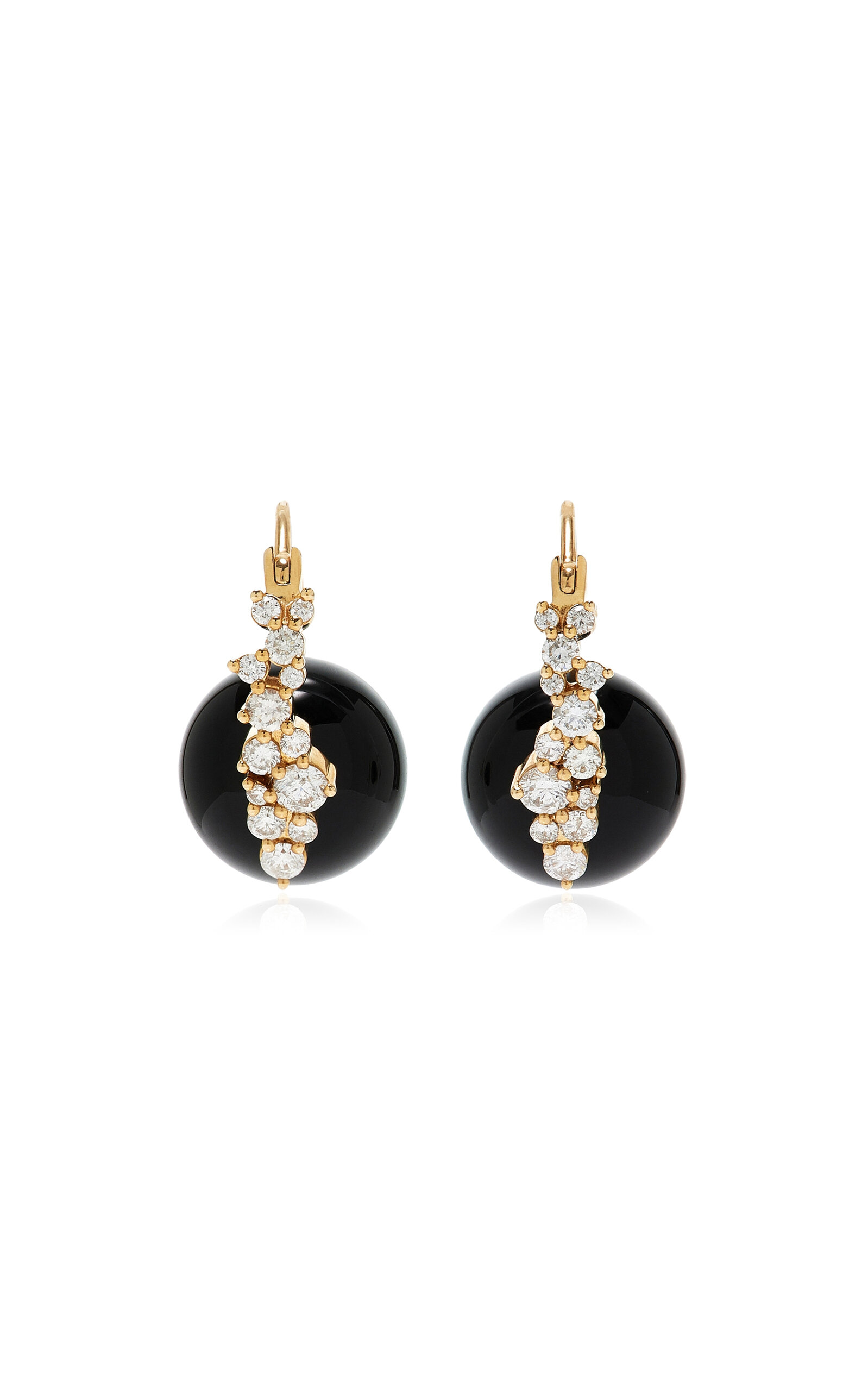 Sydney Evan 14k Yellow Gold Diamond Earrings In Black