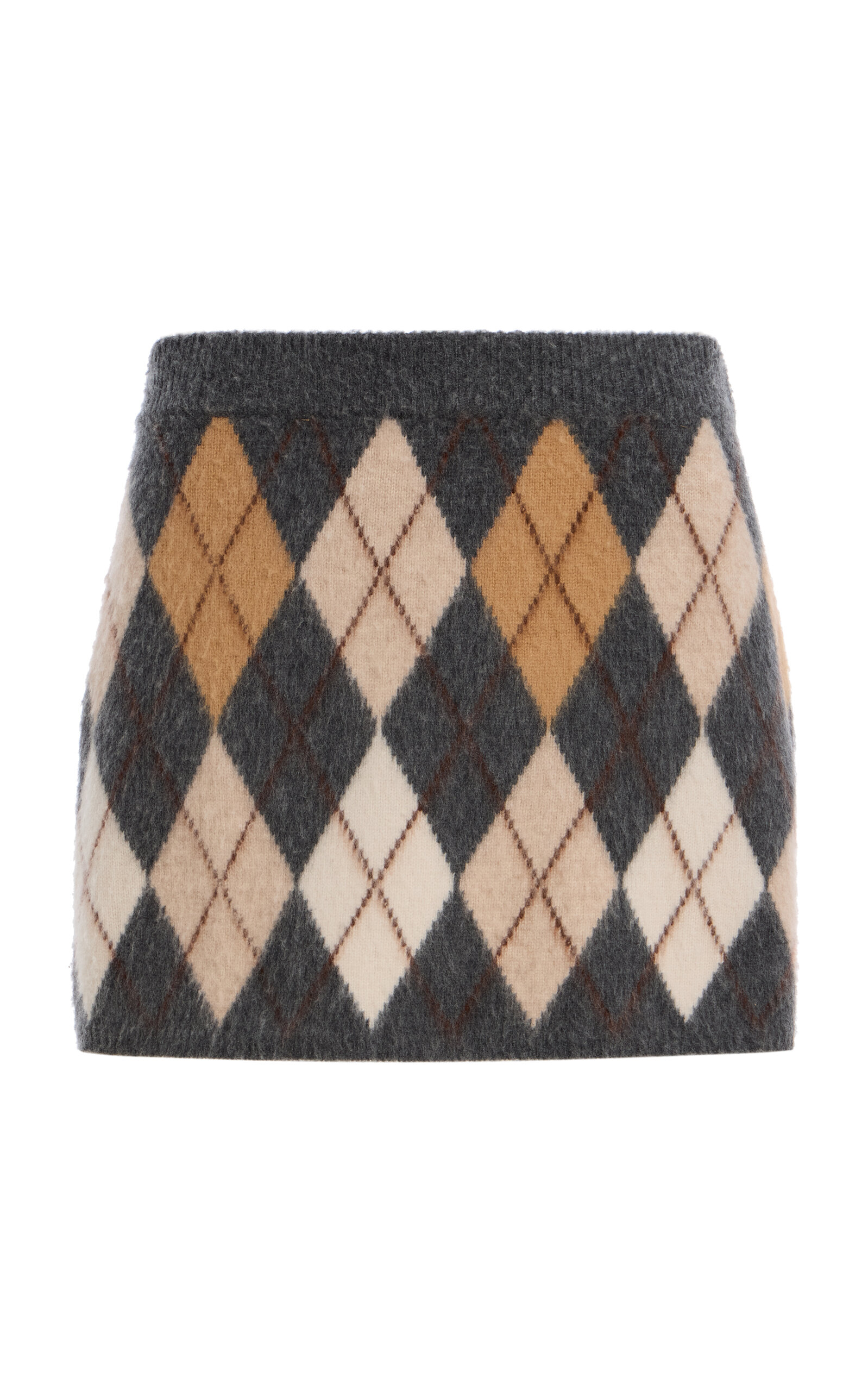 FRAME The Brushed Argyle Wool Mini Skirt
