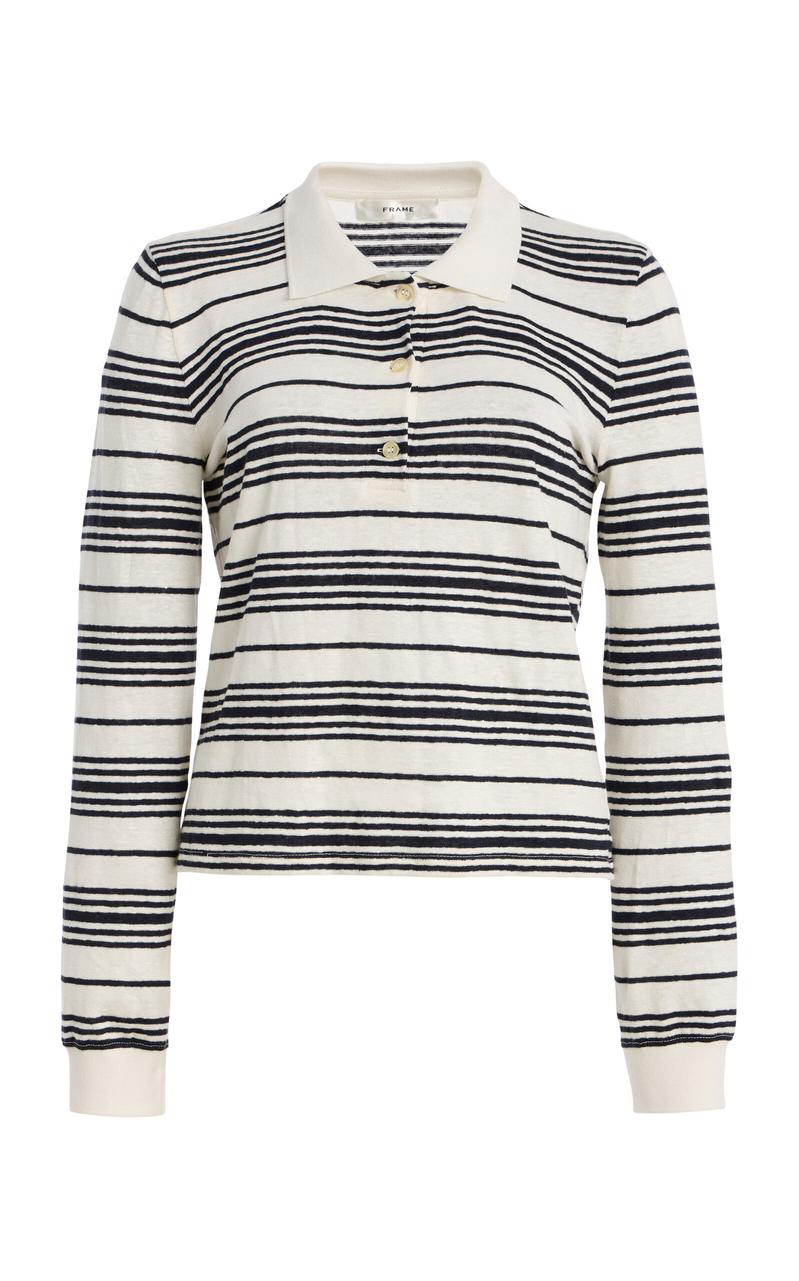 FRAME The Striped Linen Polo Shirt