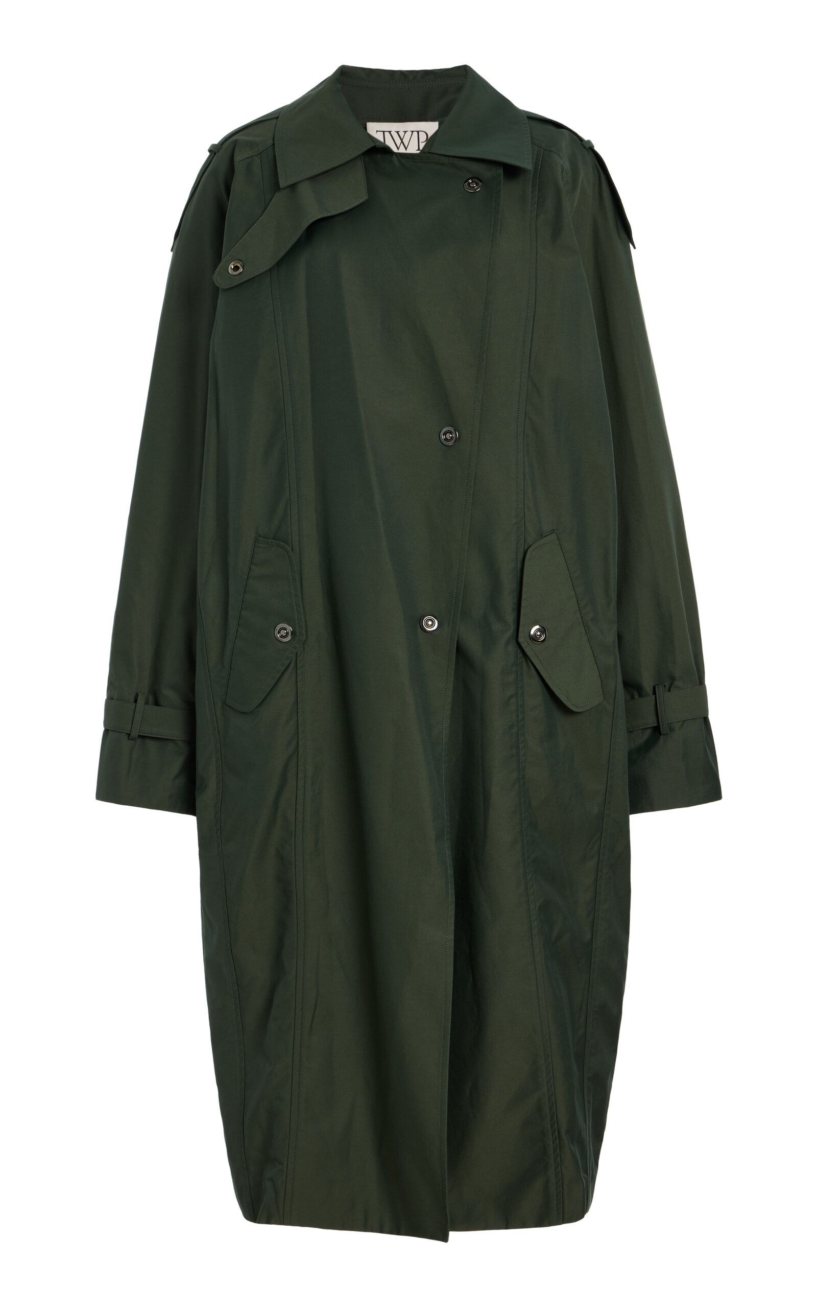 Twp Long Bogie Trench Coat In Green