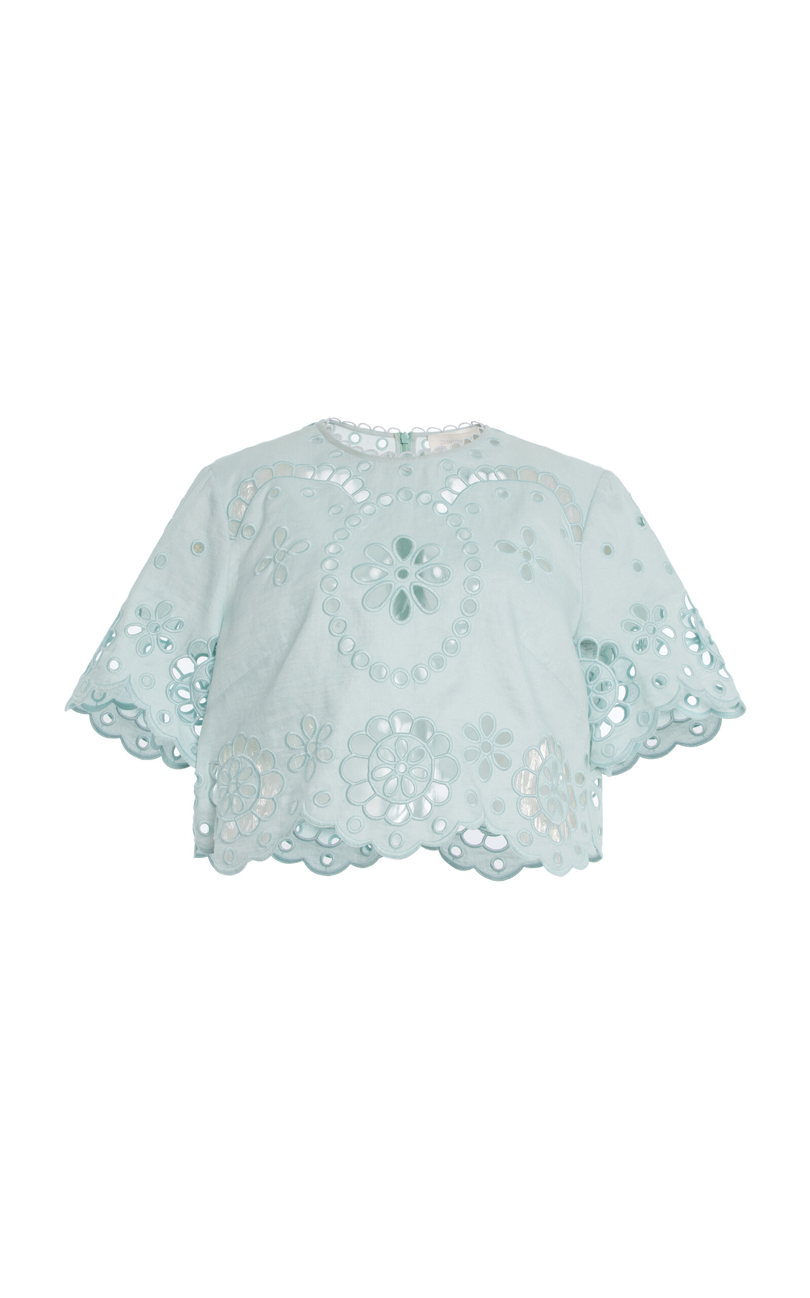Zimmermann Awaken Embroidered Linen Top In Blue