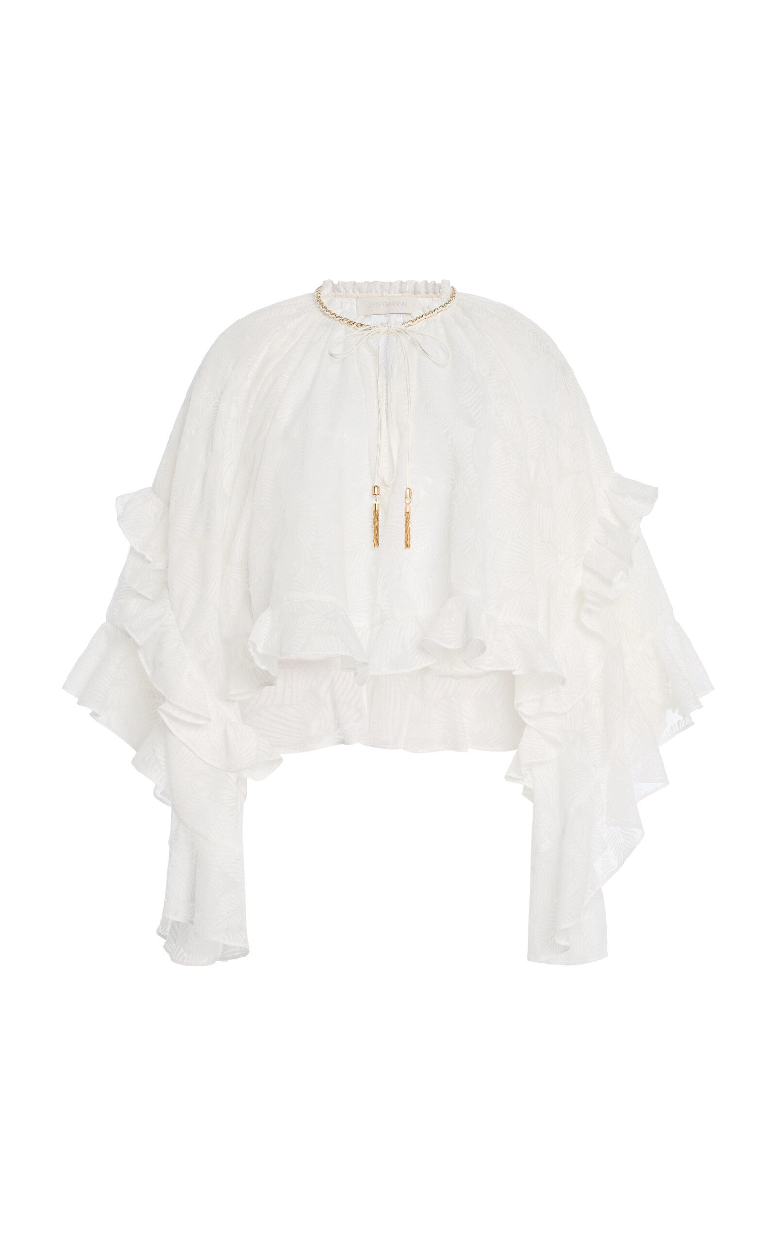 Zimmermann Daylight Ruffled Cotton-blend Blouse In White