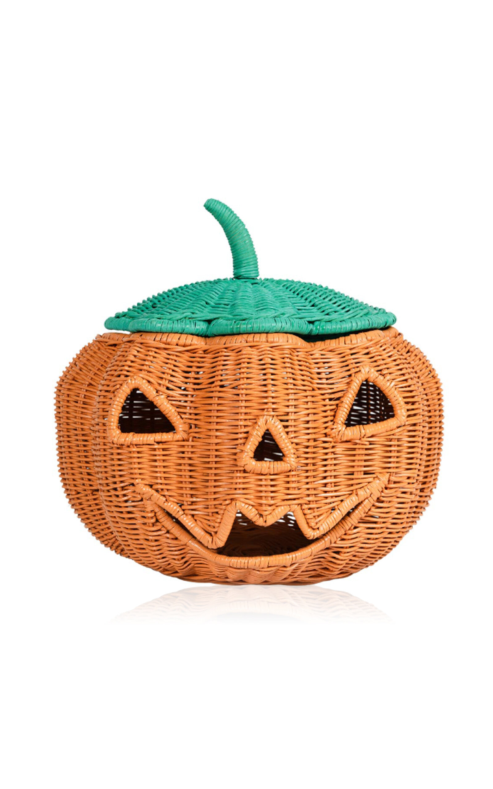 MOMIJI Pumpkin Face Rattan Halloween Basket - Orange