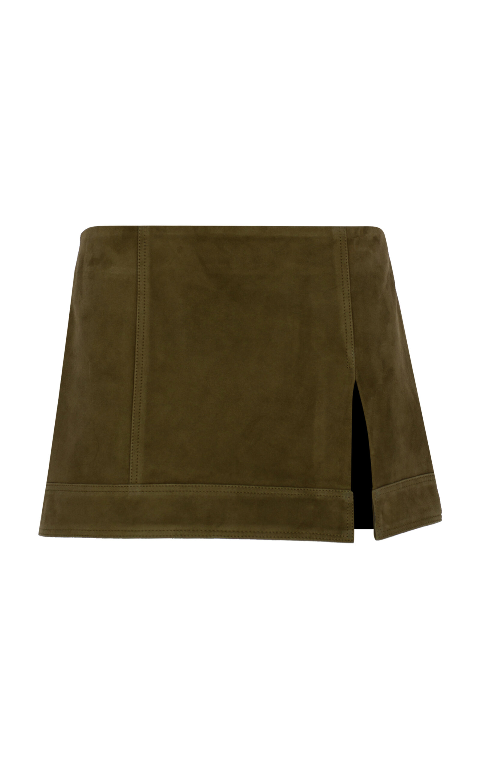 Zeynep Arcay Mini Suede Skirt With Slit In Green