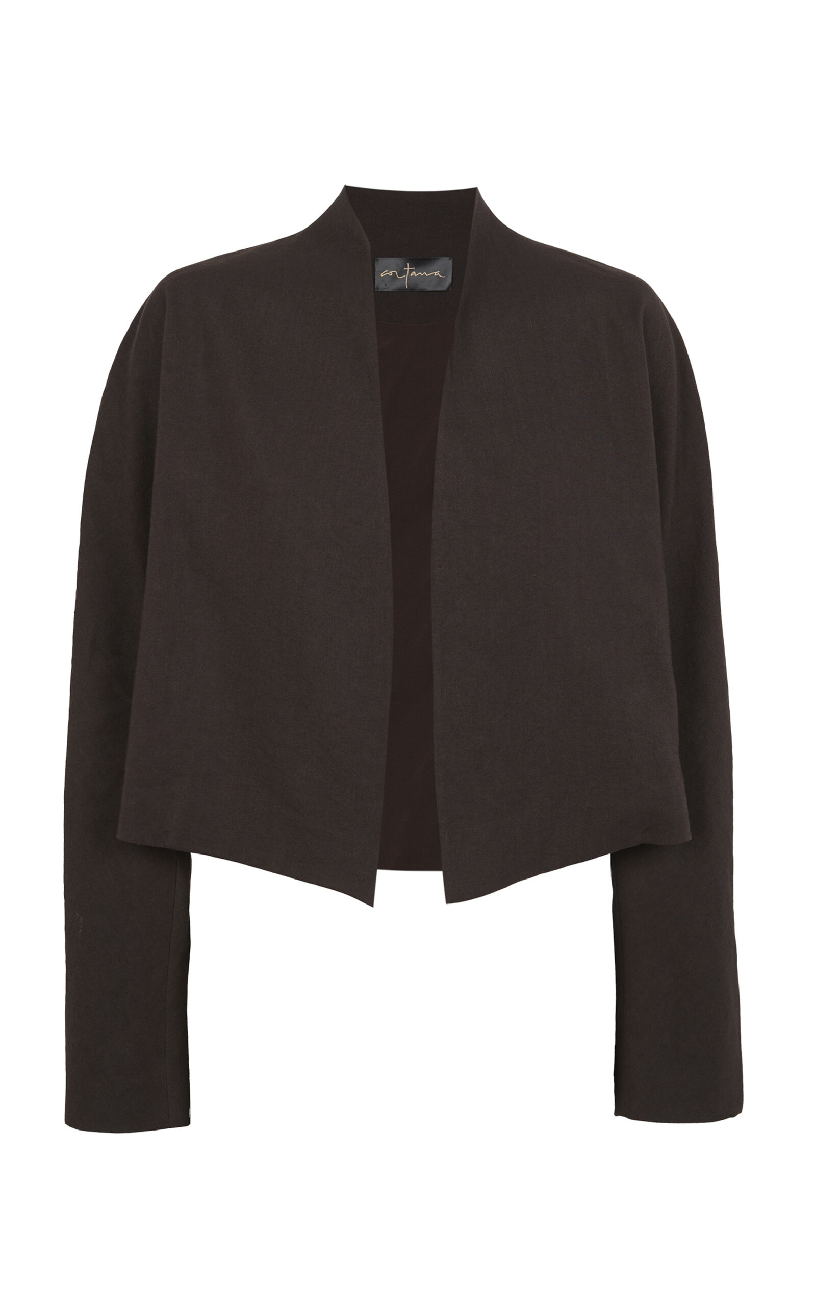 Cortana Linen-wool Cropped Rodeo Jacket In Brown