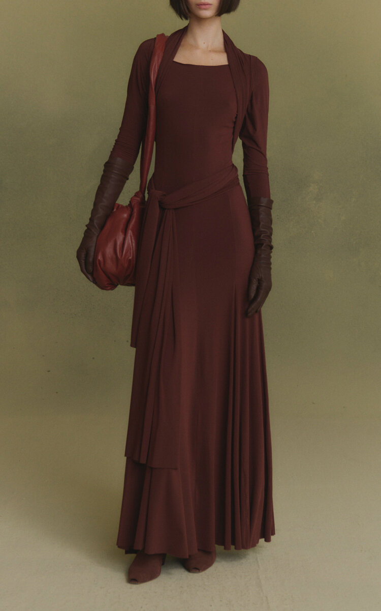 Cortana Velora Silk-Blend Jersey Dress - Red