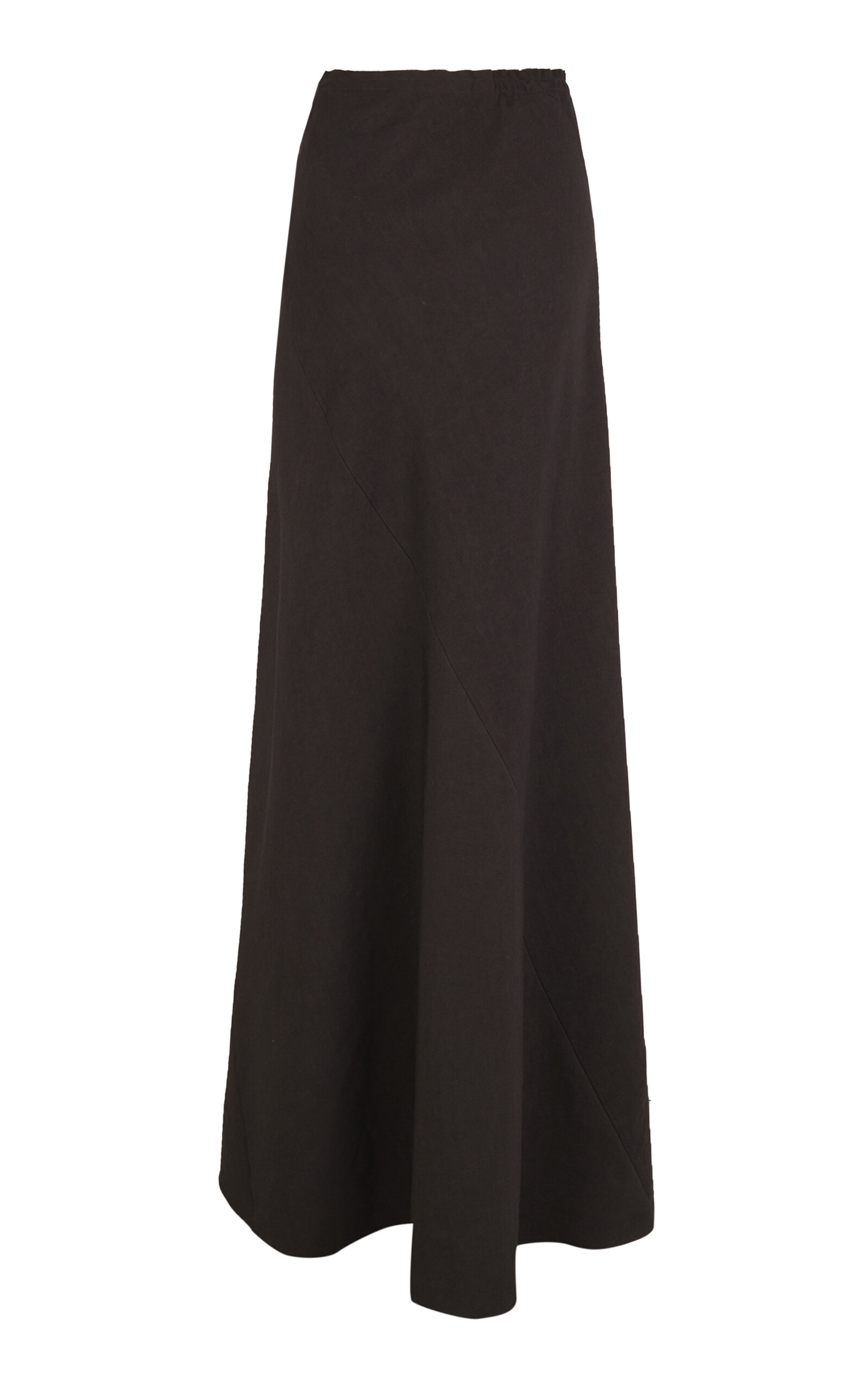 Cortana Linen-Wool Rodeo Maxi Skirt - Brown