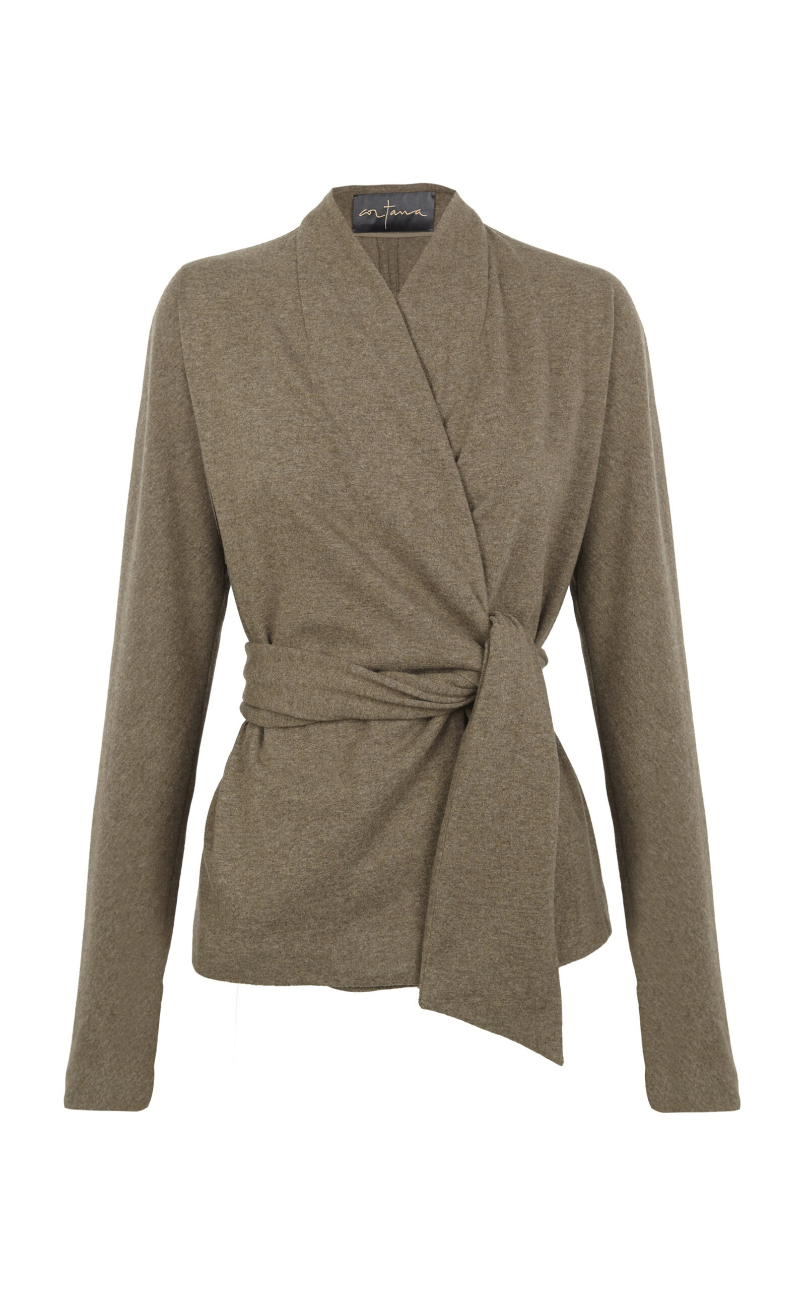 Cortana Mate Wool-cashmere Crossover Jacket In Brown