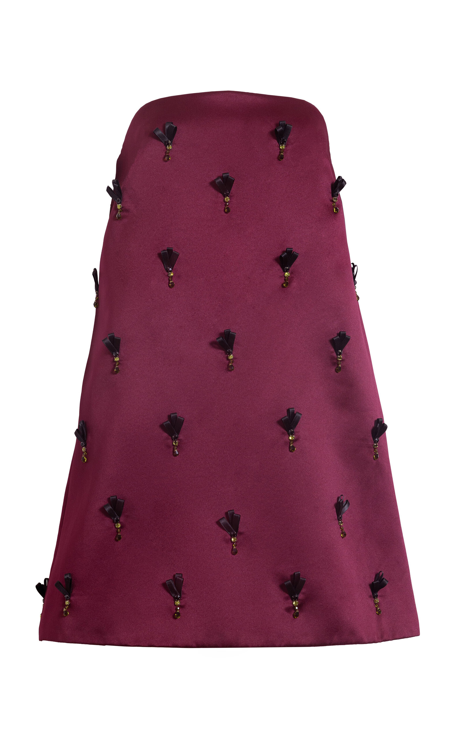 Delphine Stephanie Satin Mini Dress In Burgundy