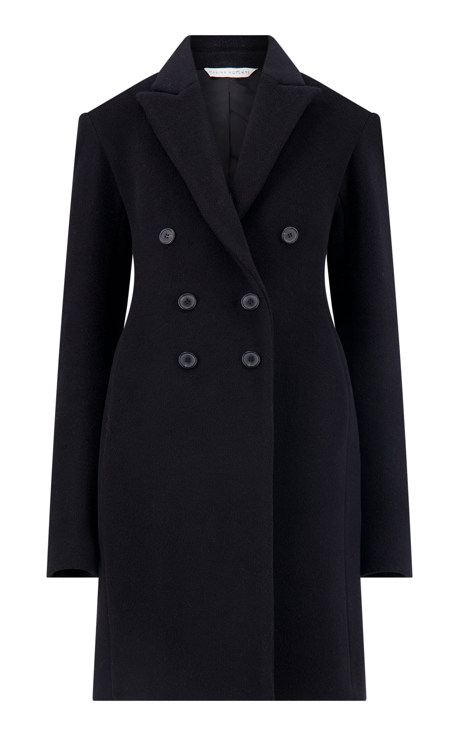 Marina Moscone Wool Basque Tailored Overcoat In Black