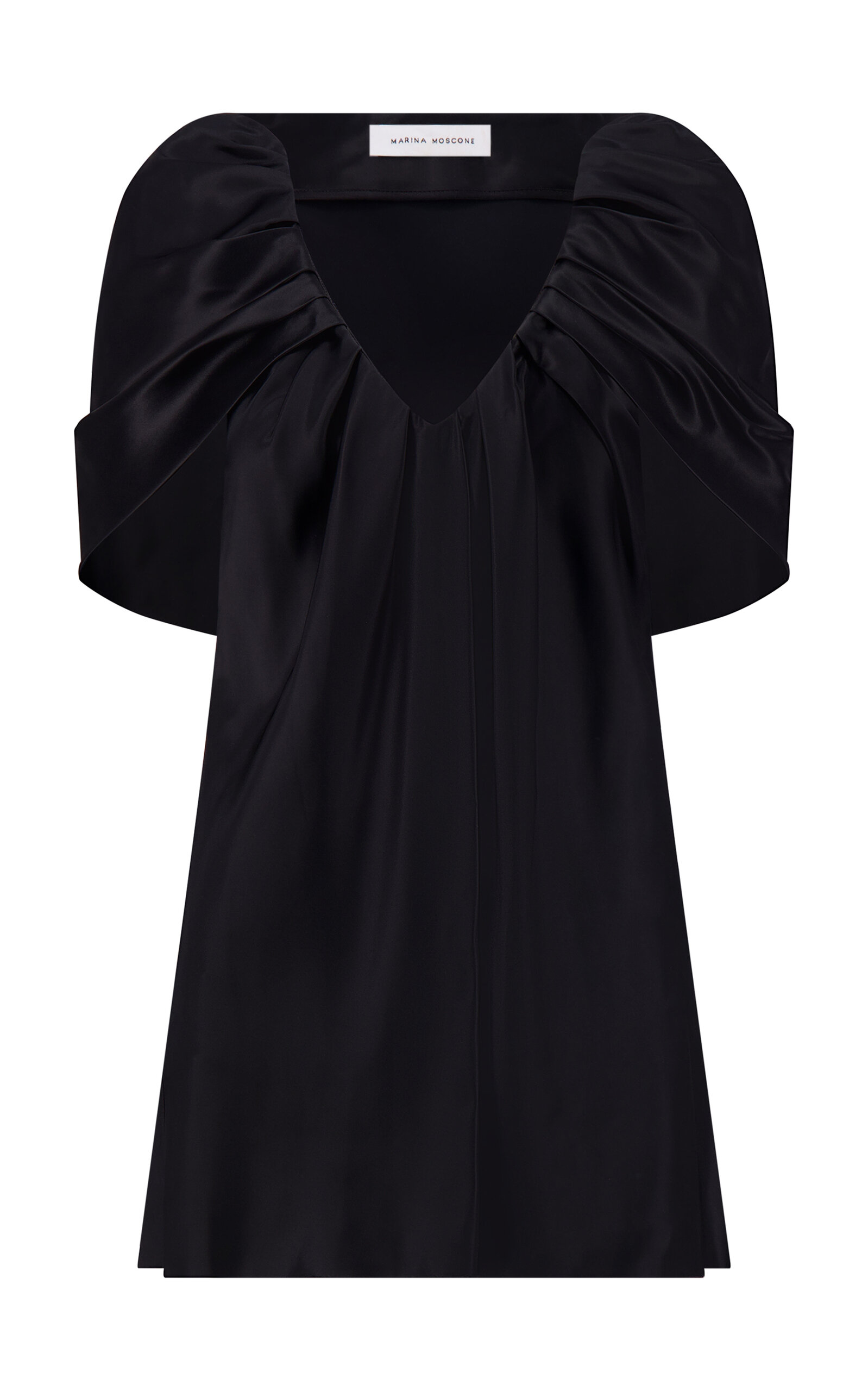 Marina Moscone Draped Satin Top In Black