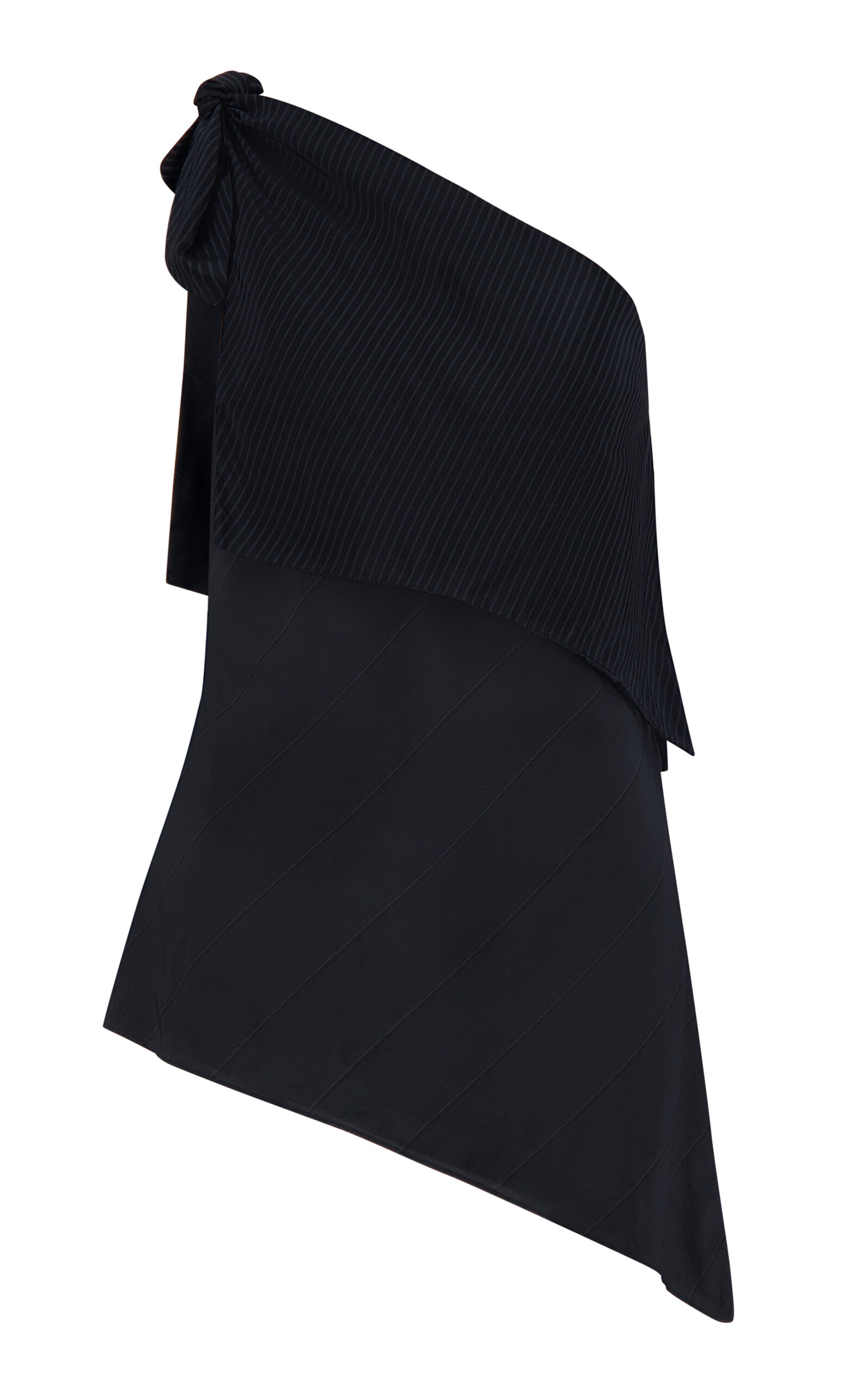 Marina Moscone Draped Pinstriped Triangle Top In Black