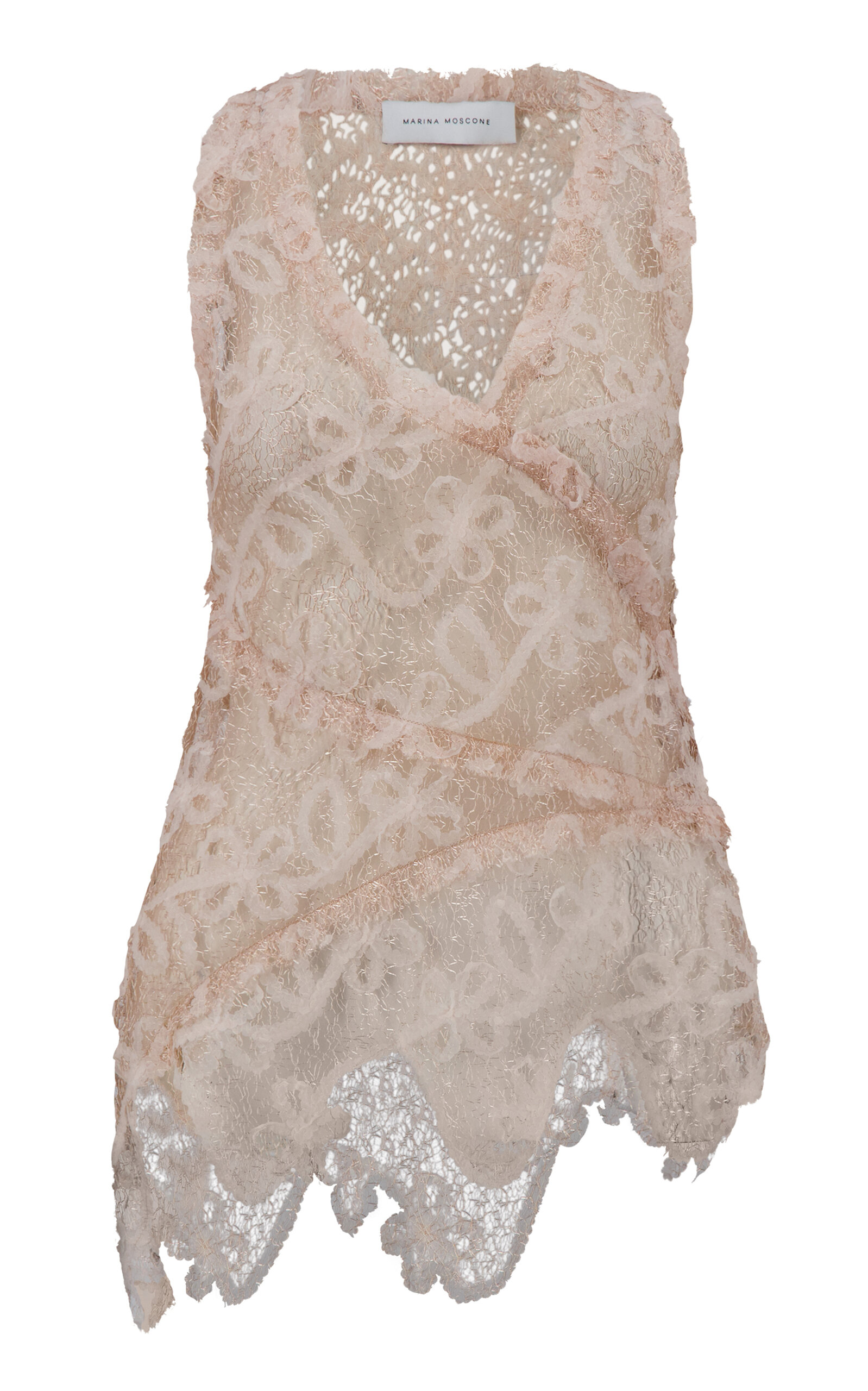 Marina Moscone Lace Patchwork Top In Neutral
