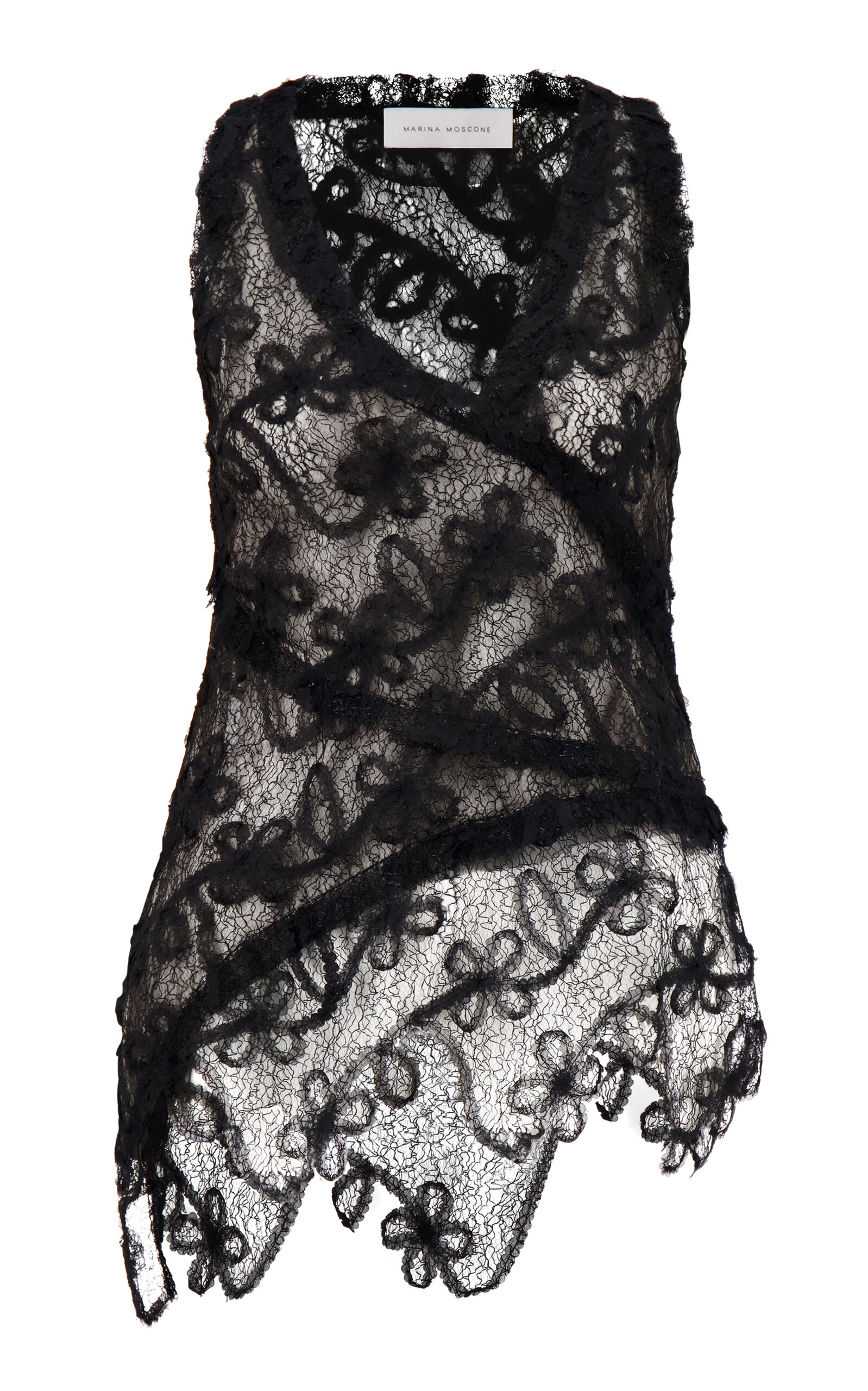 Marina Moscone Lace Patchwork Top In Black