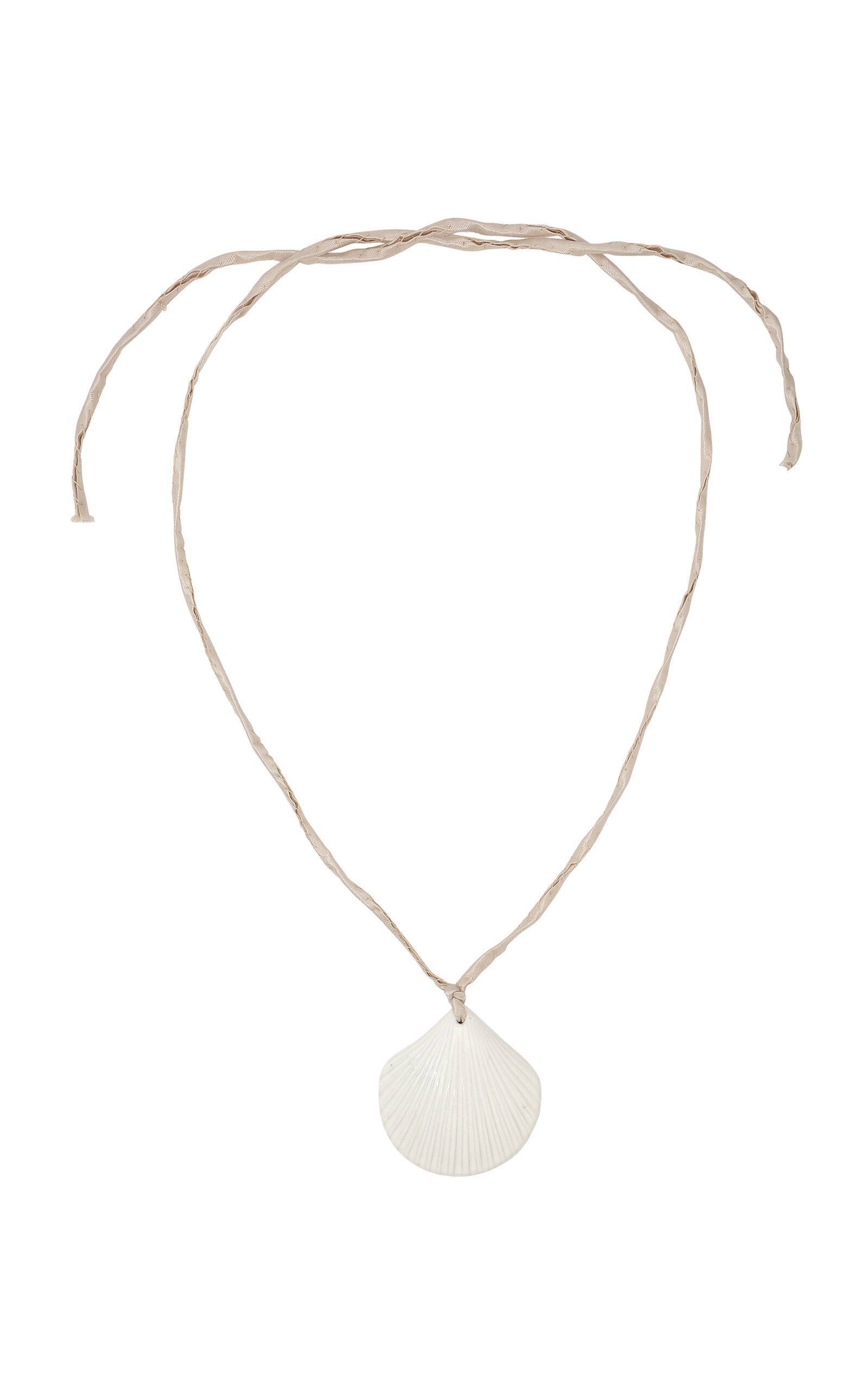 Heaven Mayhem Womens Cream Aster Shell Silk Cord Necklace In Gold
