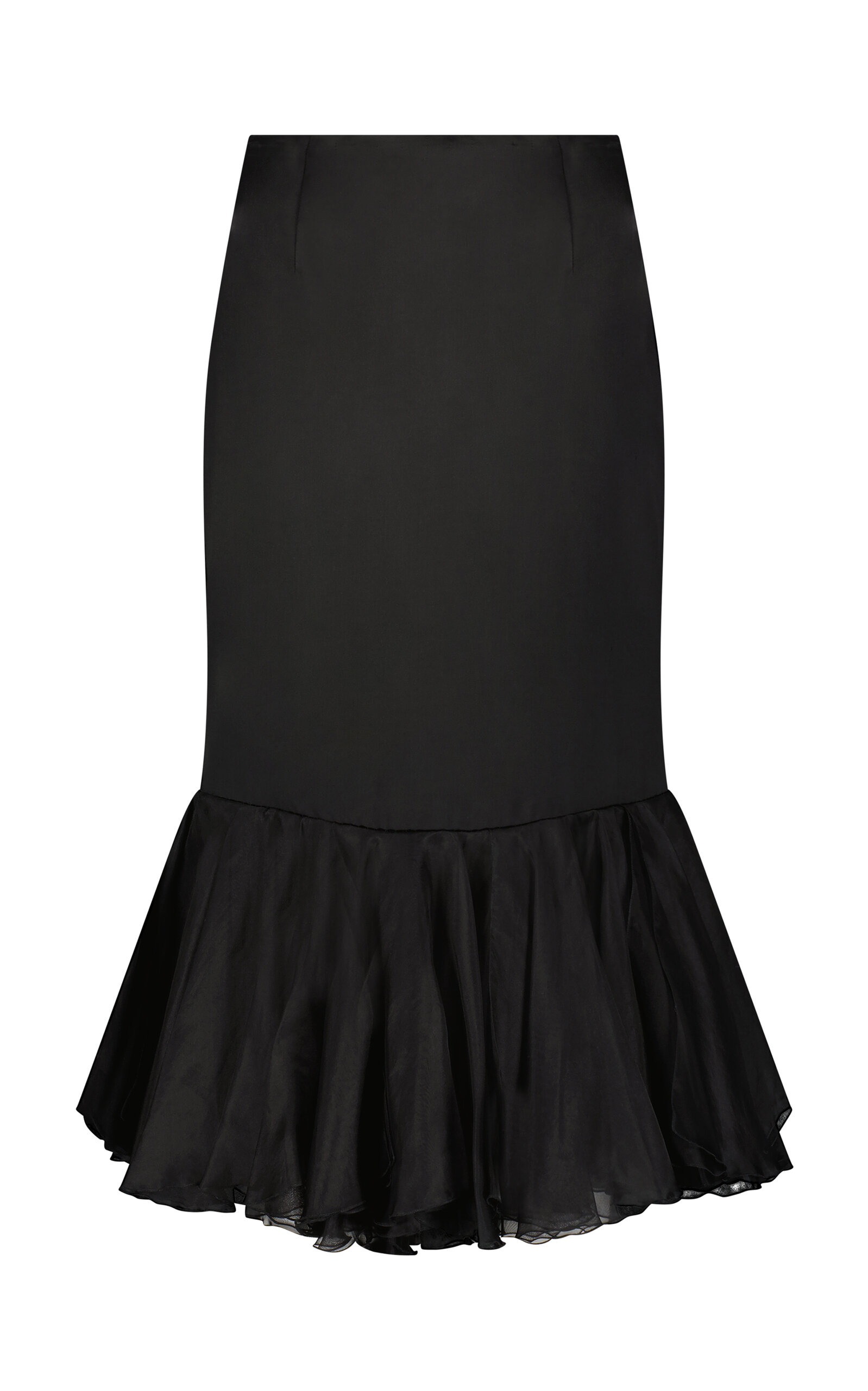 Marina Moscone Organza-detailed Cady Skirt In Black