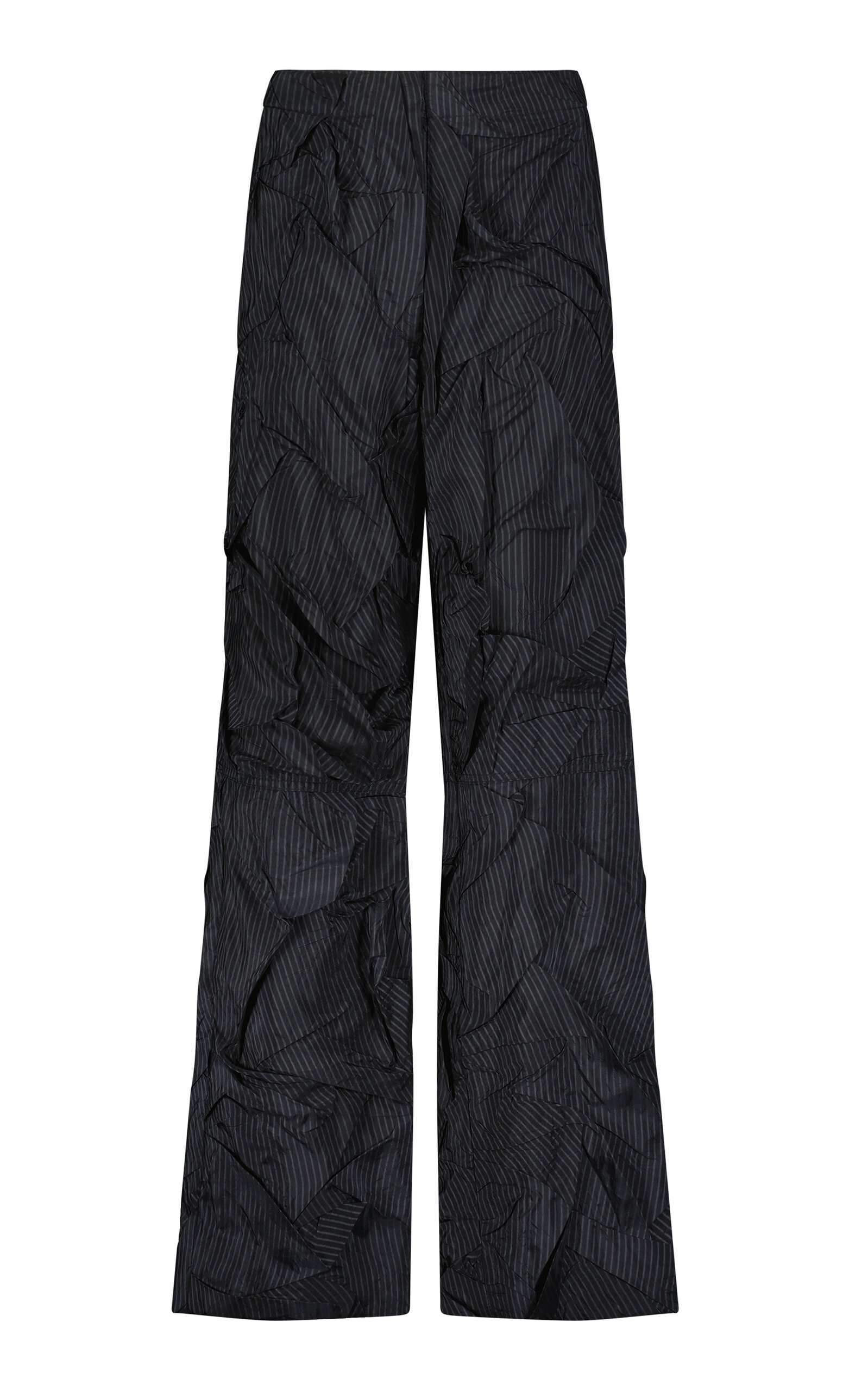 Marina Moscone Crushed Pinstriped Parachute Trousers In Blue