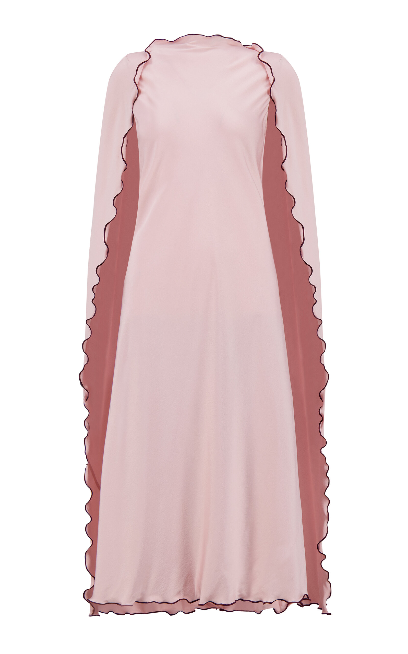 Marina Moscone Scalloped Cady Cape Dress