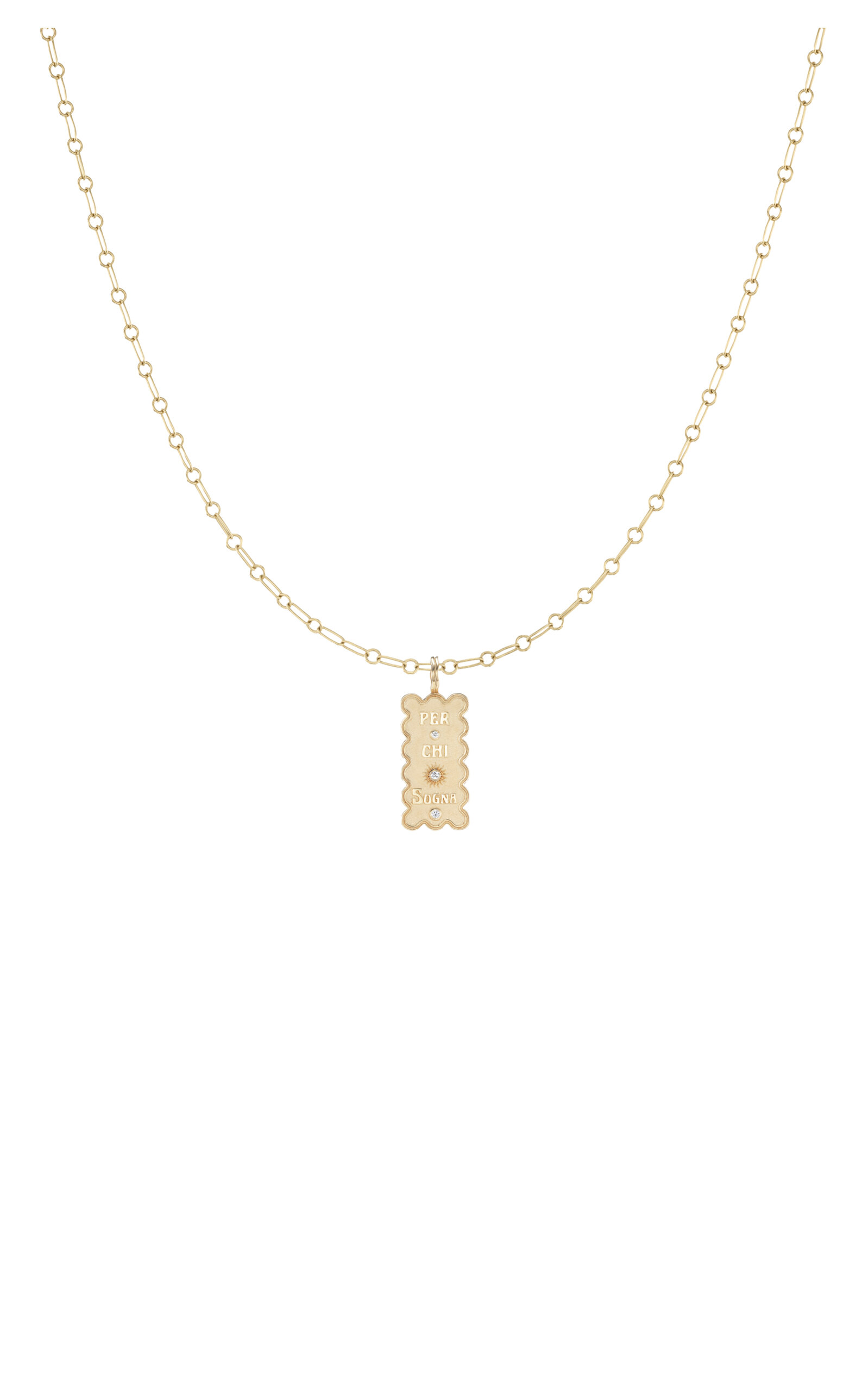 Marlo Laz Per Chi Sogna Mini Dream Token 14k Yellow Gold Diamond Necklace