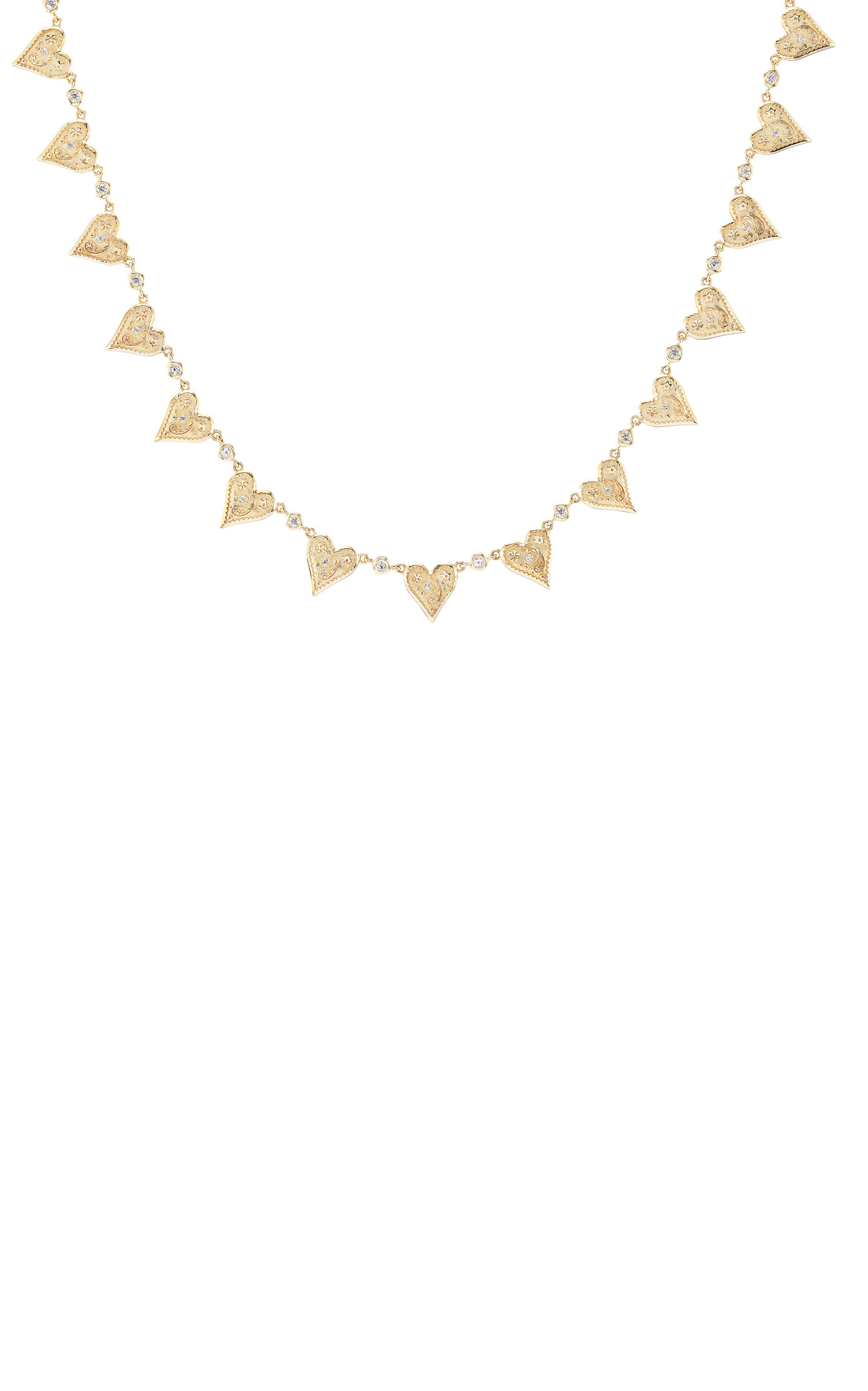Marlo Laz - Southwestern Heart 14K Yellow Gold Diamond Choker - Gold - OS - Moda Operandi - Gifts For Her 15515$