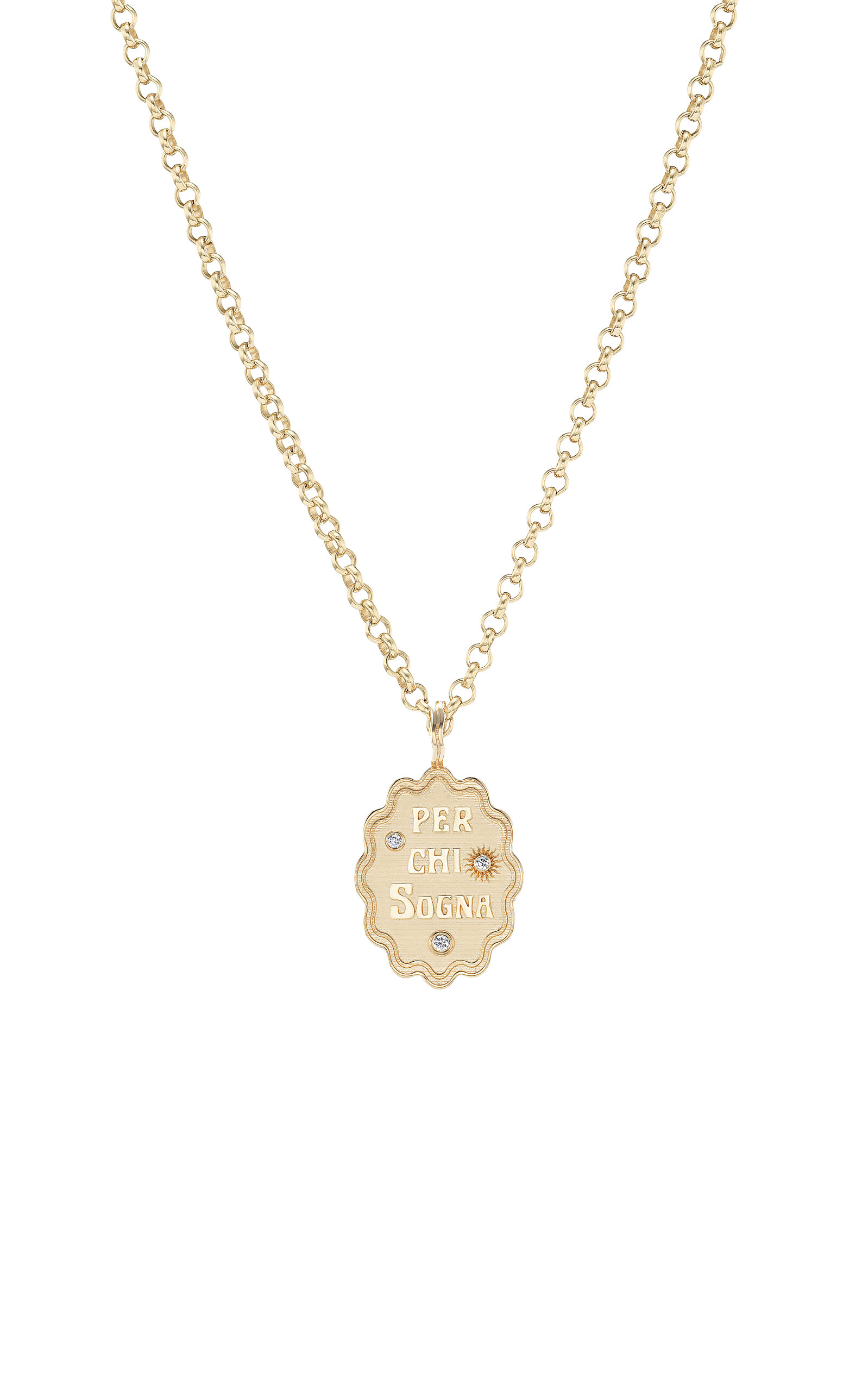 Marlo Laz - Per Chi Sogna Mini 14K Yellow Gold Diamond Necklace - Gold - OS - Moda Operandi - Gifts For Her 5390$