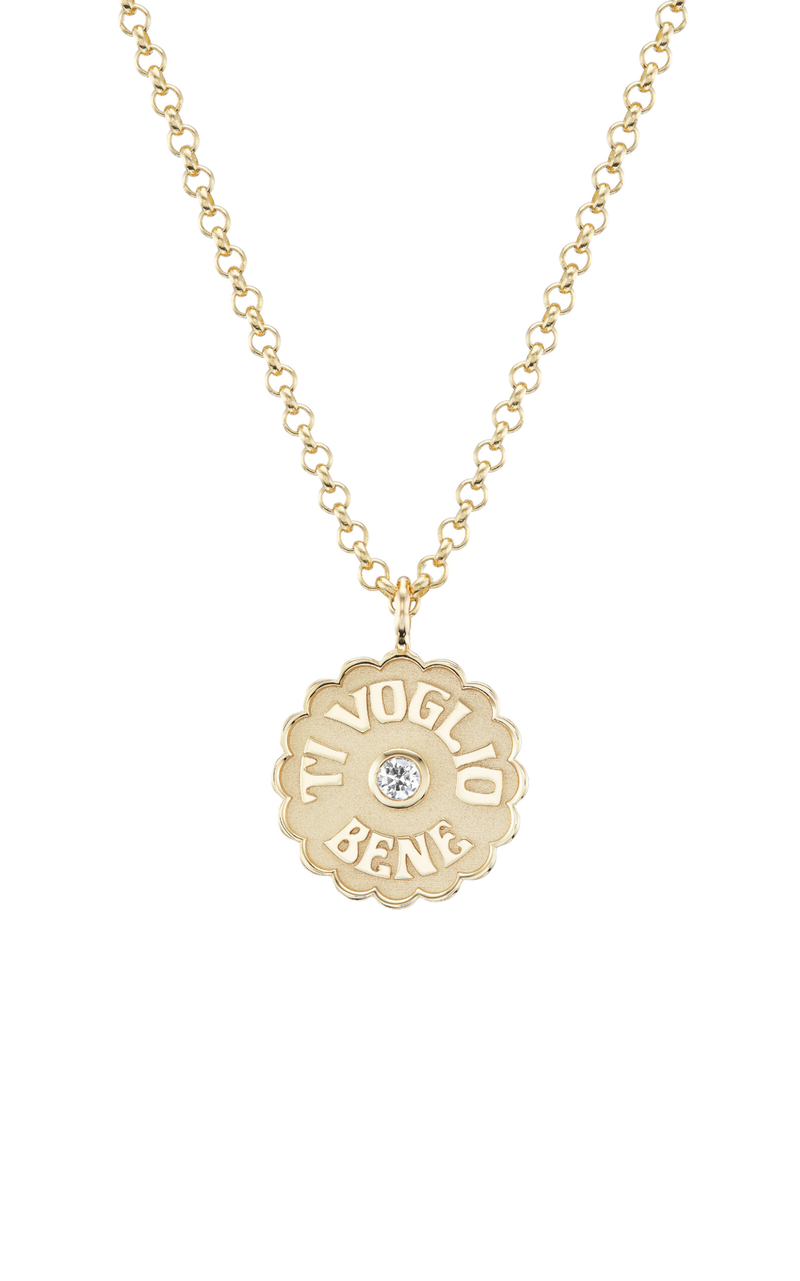 Marlo Laz Large Ti Voglio Bene 14k Yellow Gold Diamond Necklace In Gold