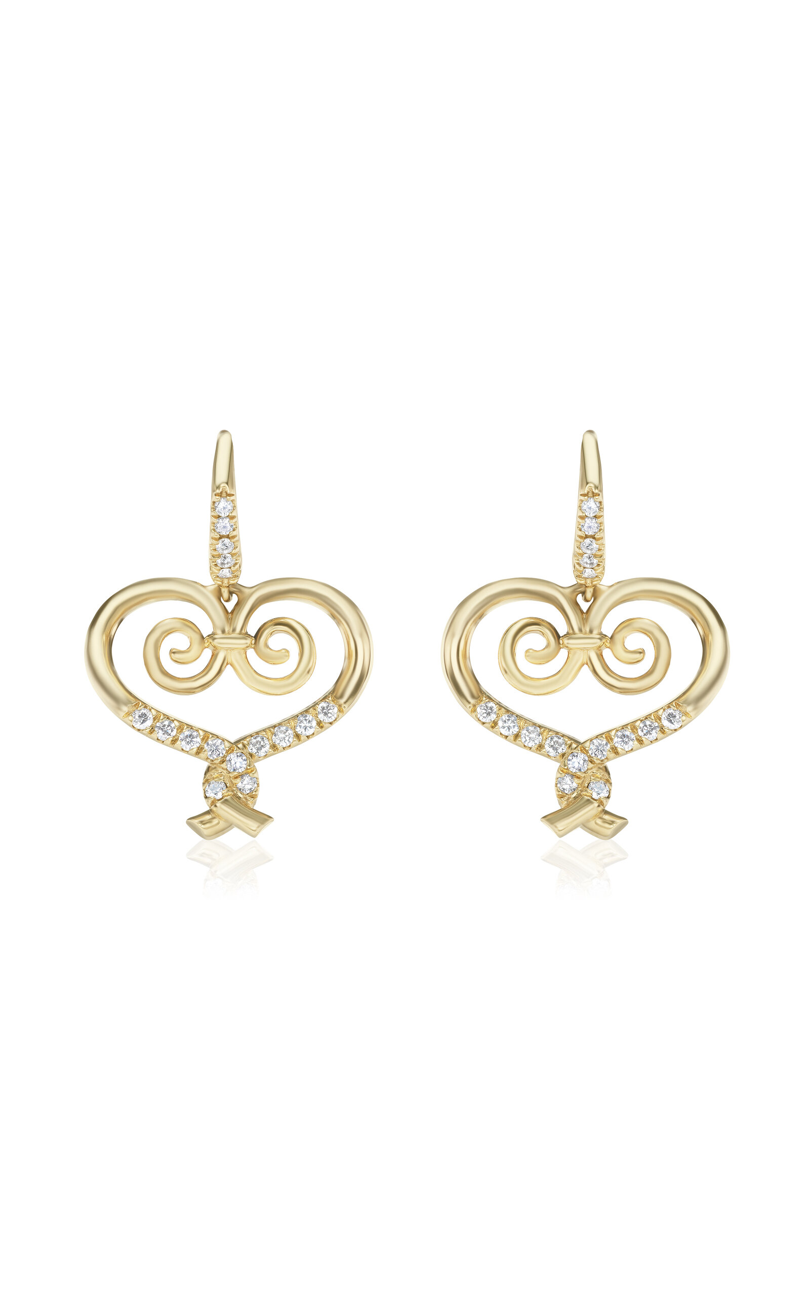 Marlo Laz - Venetian Heart 14K Yellow Gold Diamond Earrings - Gold - OS - Moda Operandi - Gifts For Her