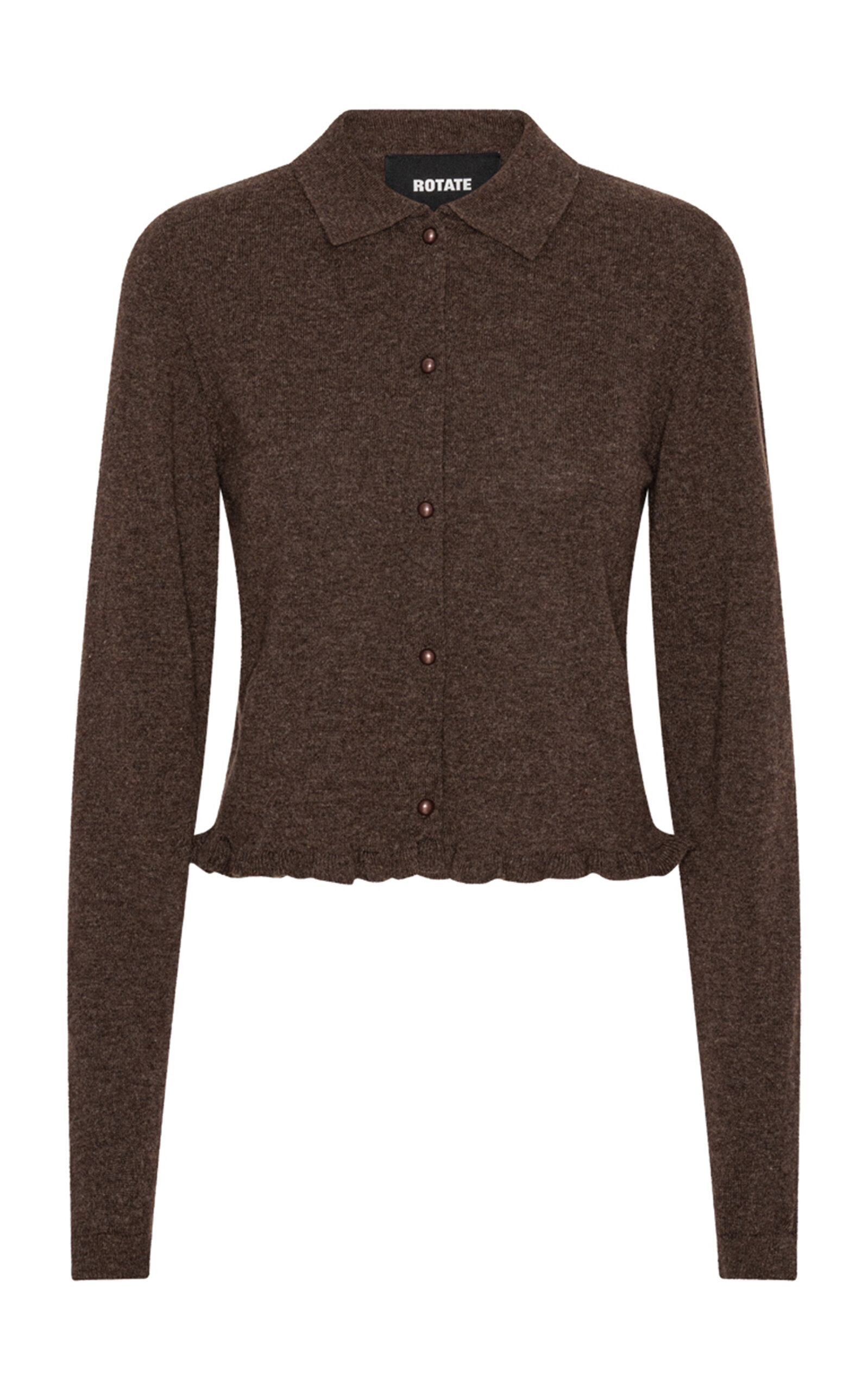 Rotate Birger Christensen Knit Wool-cashmere Cardigan In Brown