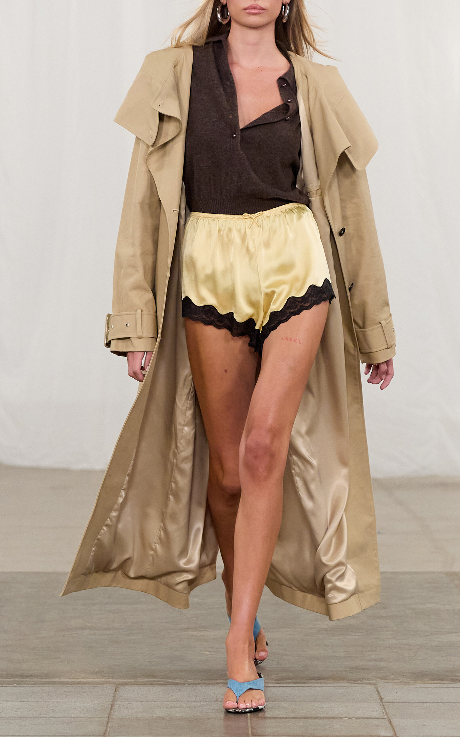 ROTATE ROTATE x Love Stories Lace-Trimmed Silk Shorts - Yellow