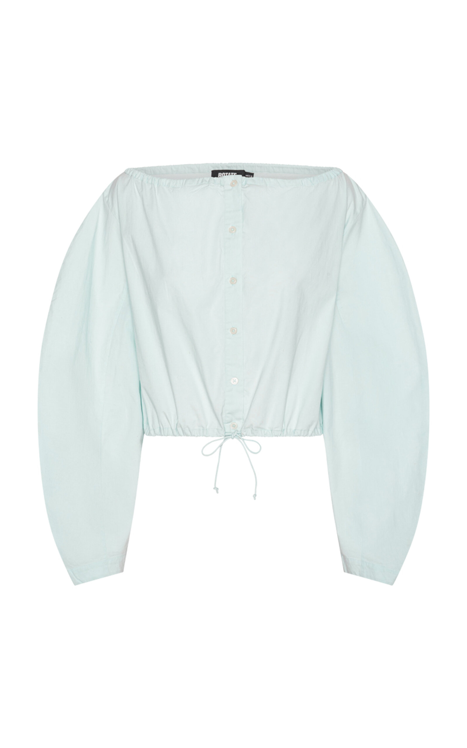 Rotate Birger Christensen Cropped Stretch-cotton Top In Blue