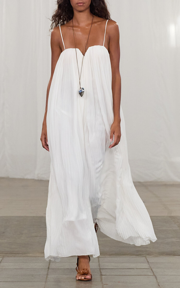 Rotate Birger Christensen Pleated Midi Dress In White