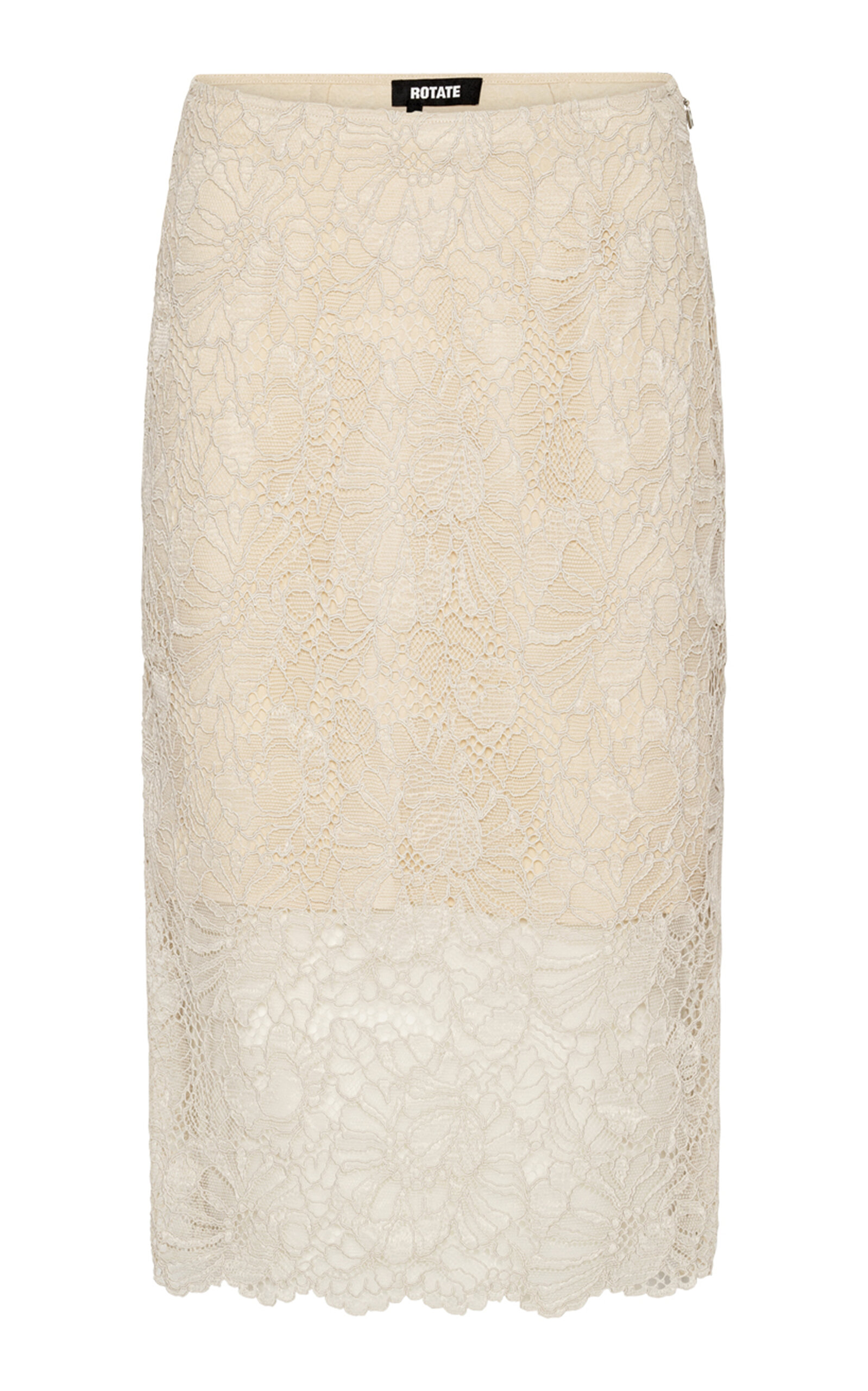Rotate Birger Christensen Lace Midi Pencil Skirt In Neutral