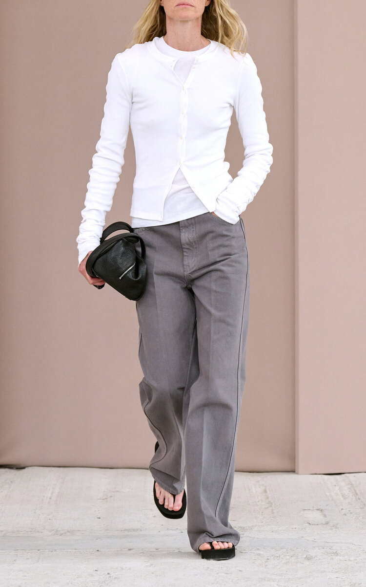 Birrot Line Stretch-cotton Cardigan In White