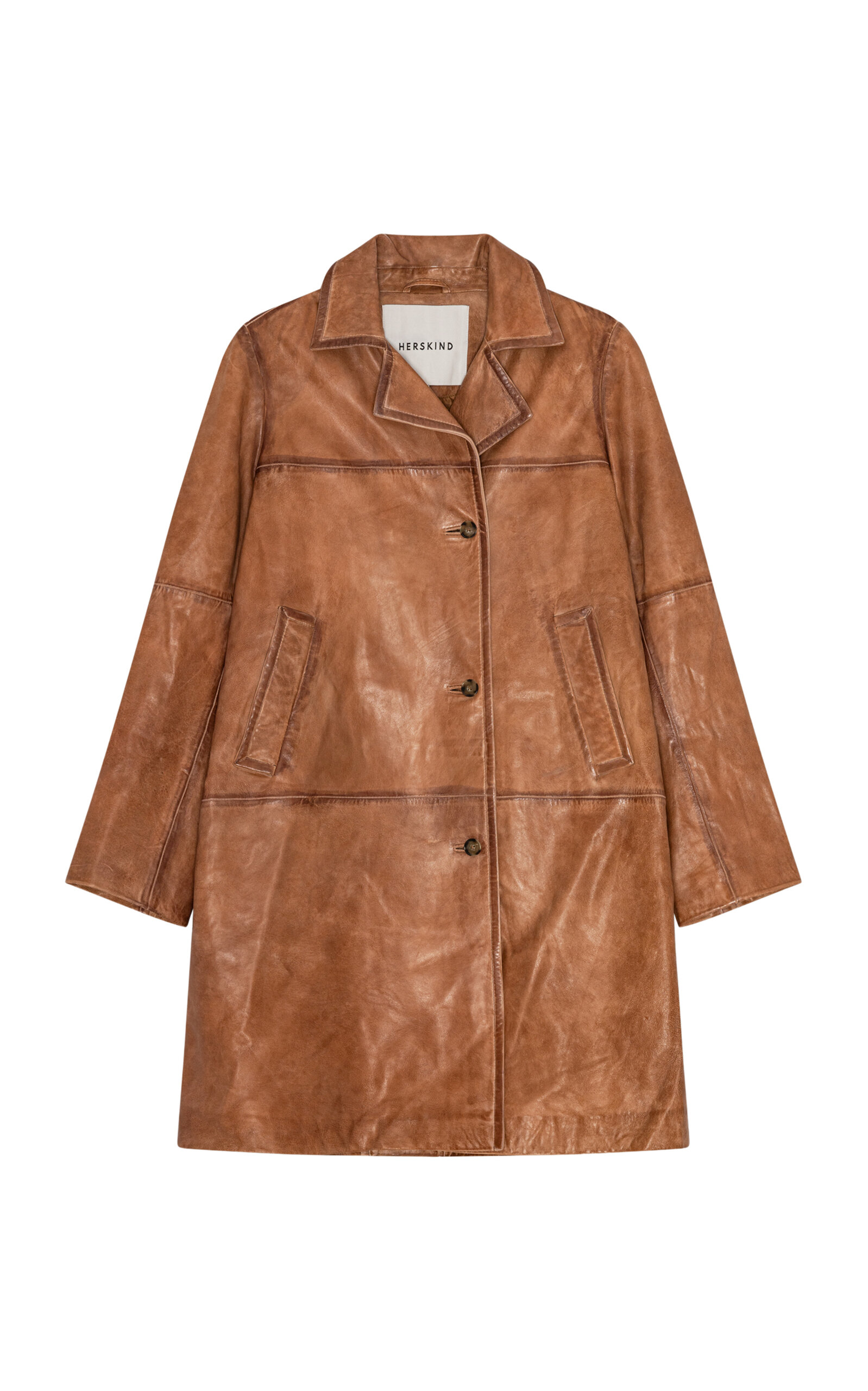 Herskind Shelly Paneled Leather Coat - Brown