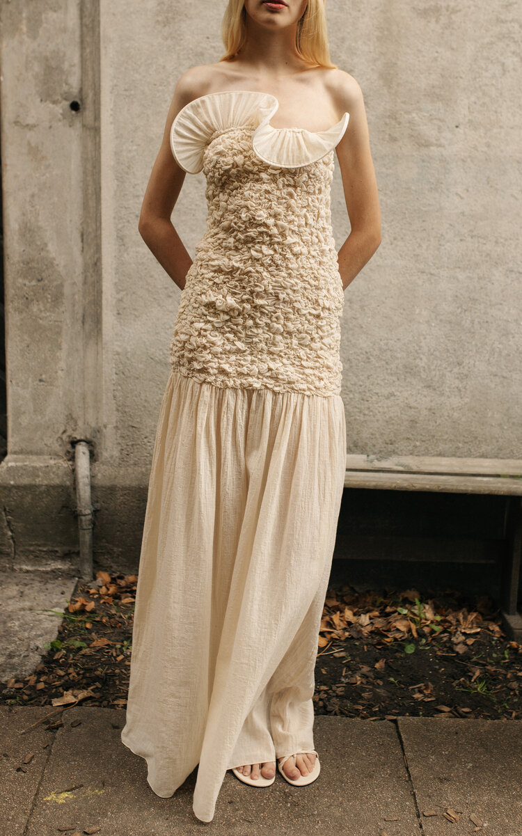 TG Botanical Raquel Cotton-Blend Flounce Maxi Dress - White - XS