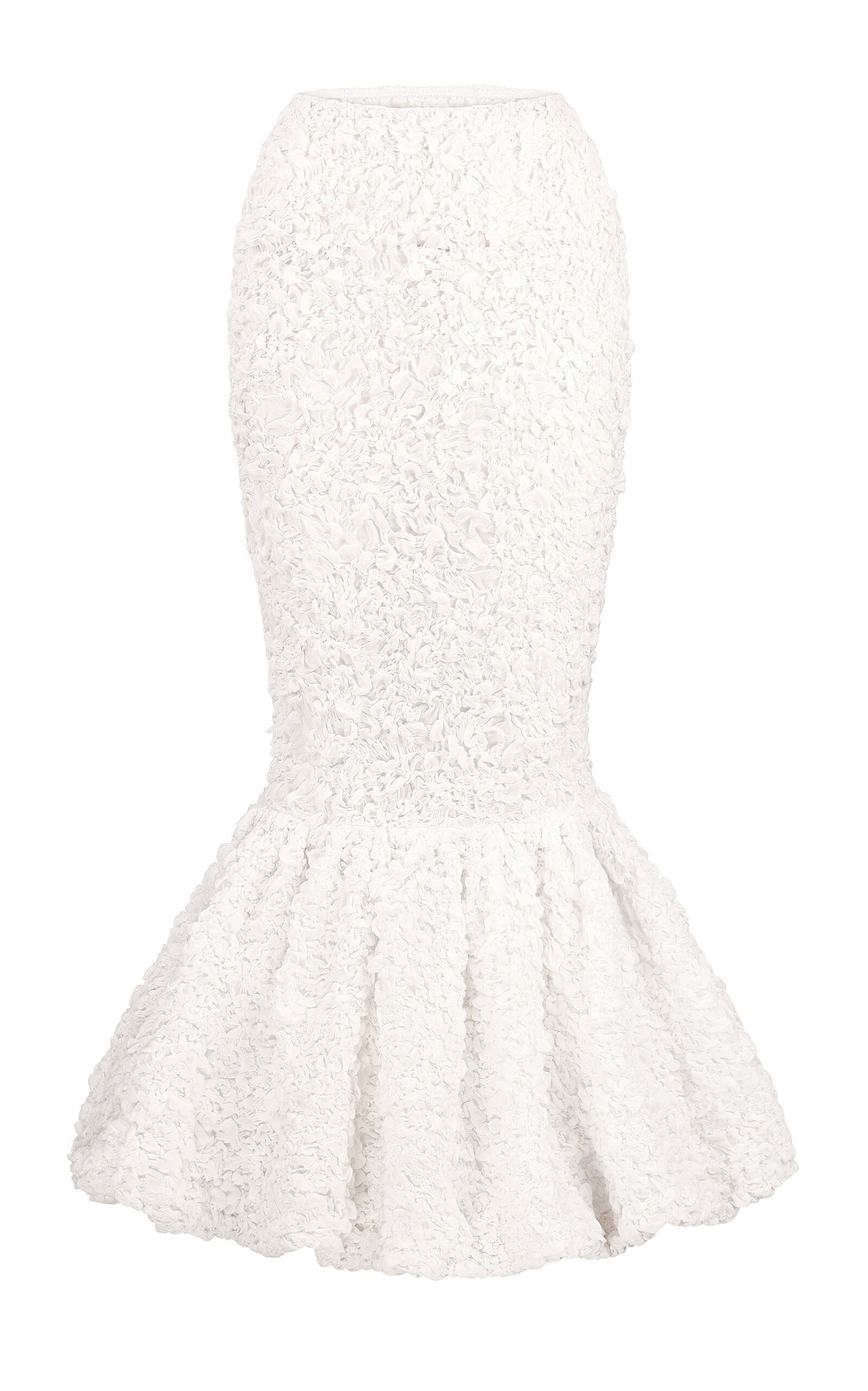 Tg Botanical Celeste Textured Mermaid Maxi Skirt In White