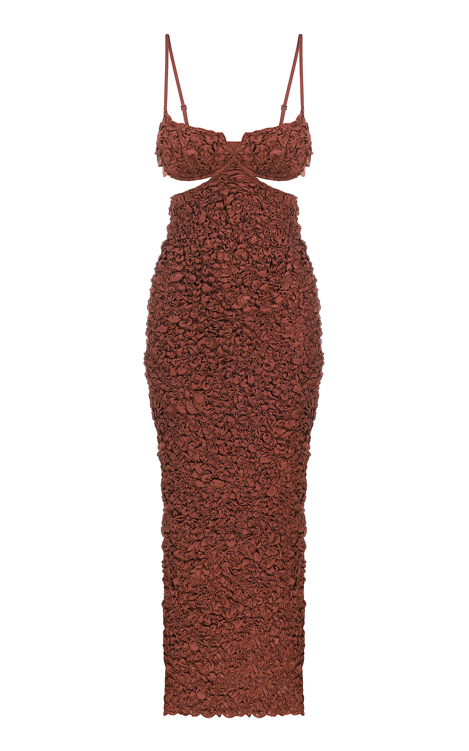 Tg Botanical Nadiya Cutout Ruched Midi Dress In Multi