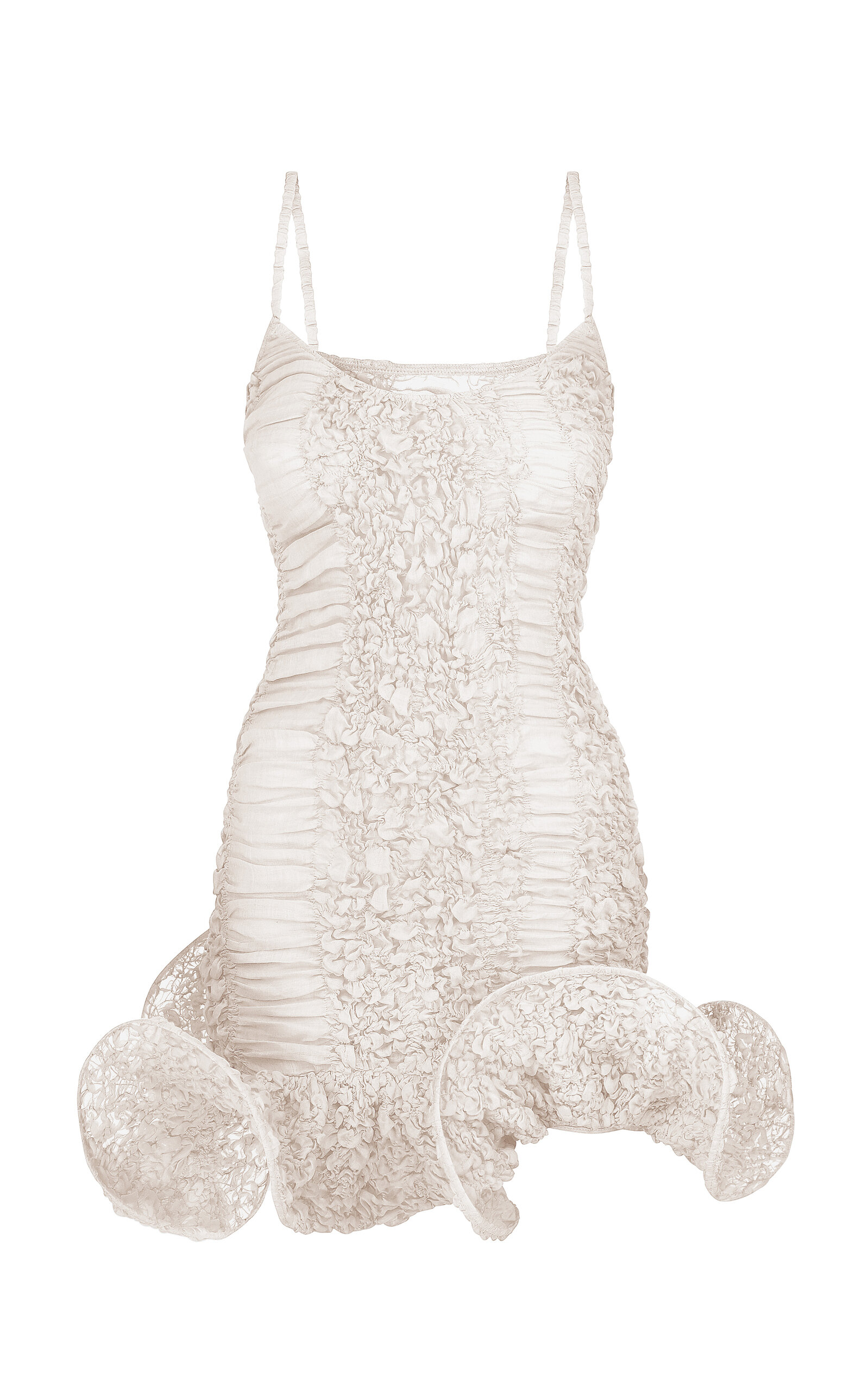 Tg Botanical Daisy Flounce Mini Dress In White
