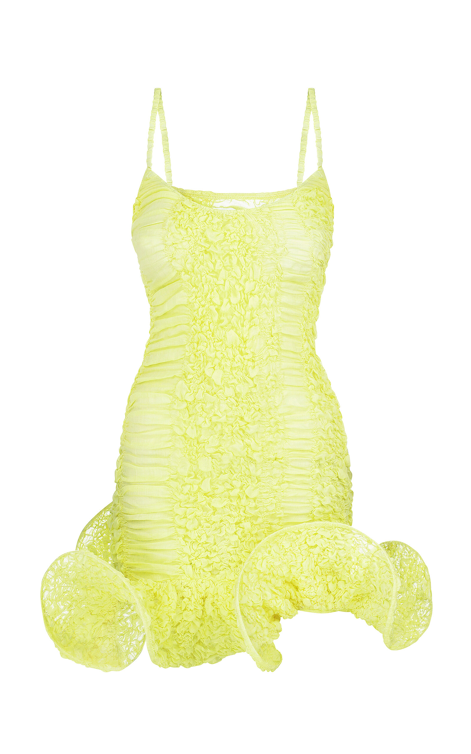TG Botanical Daisy Flounce Mini Dress - Yellow