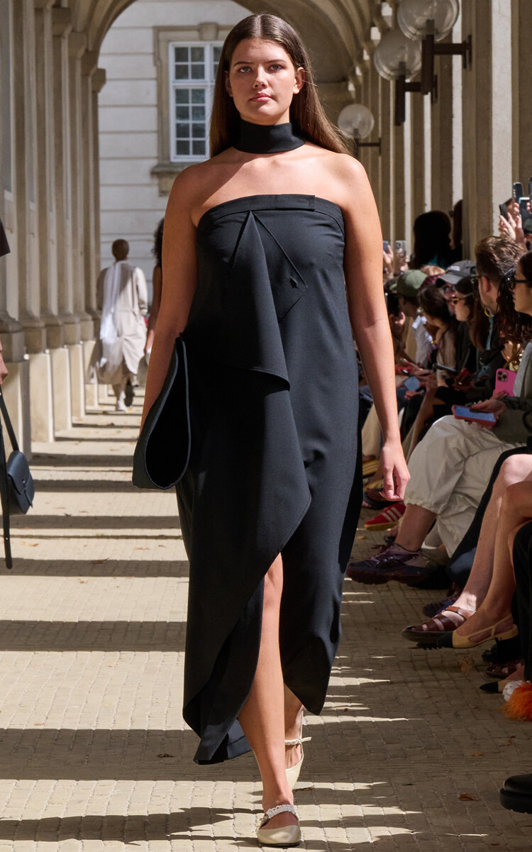 The Garment Pisano Draped Crepe Midi Dress In Black