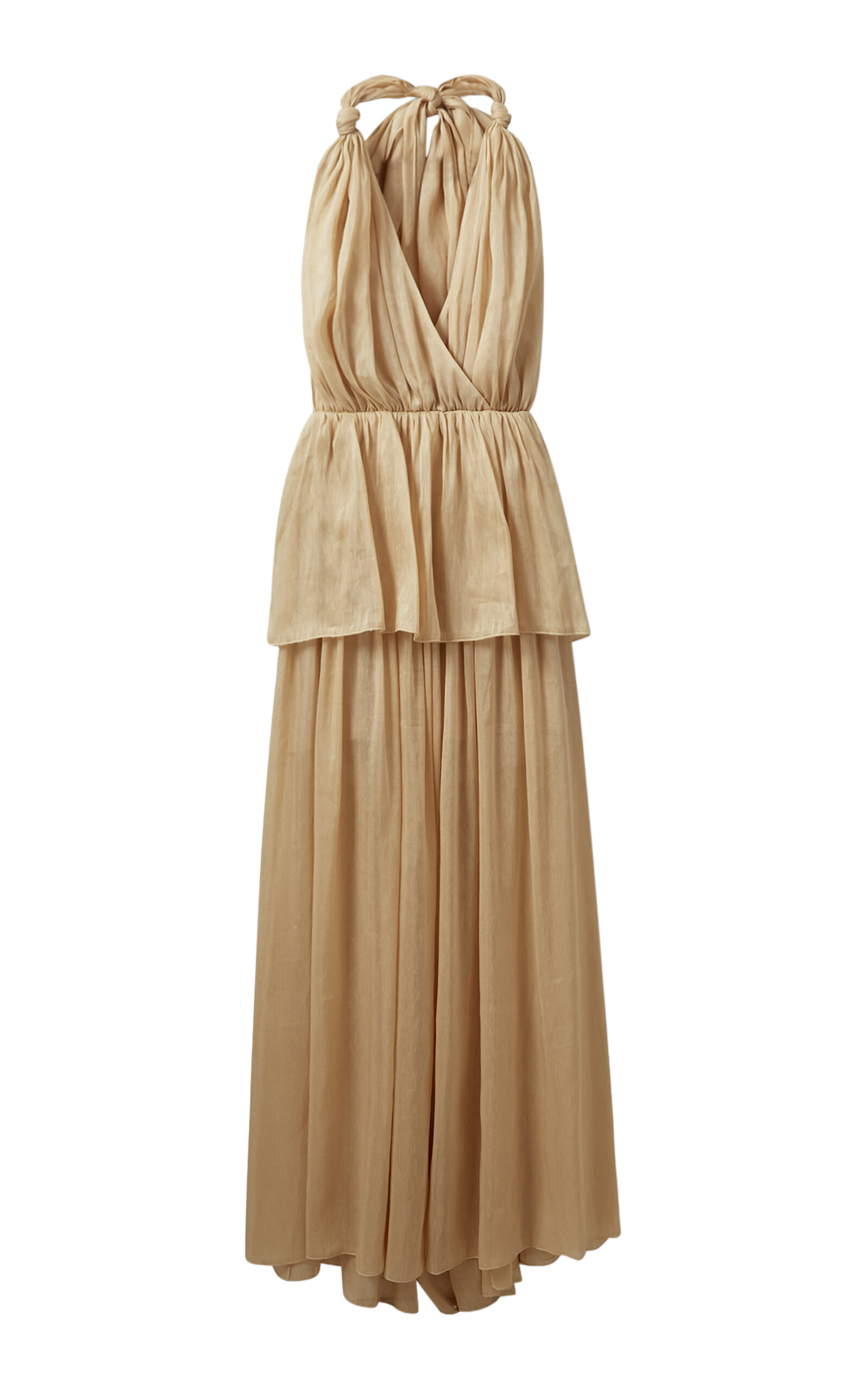 The Garment Prince Linen-silk Peplum Gown In Multi