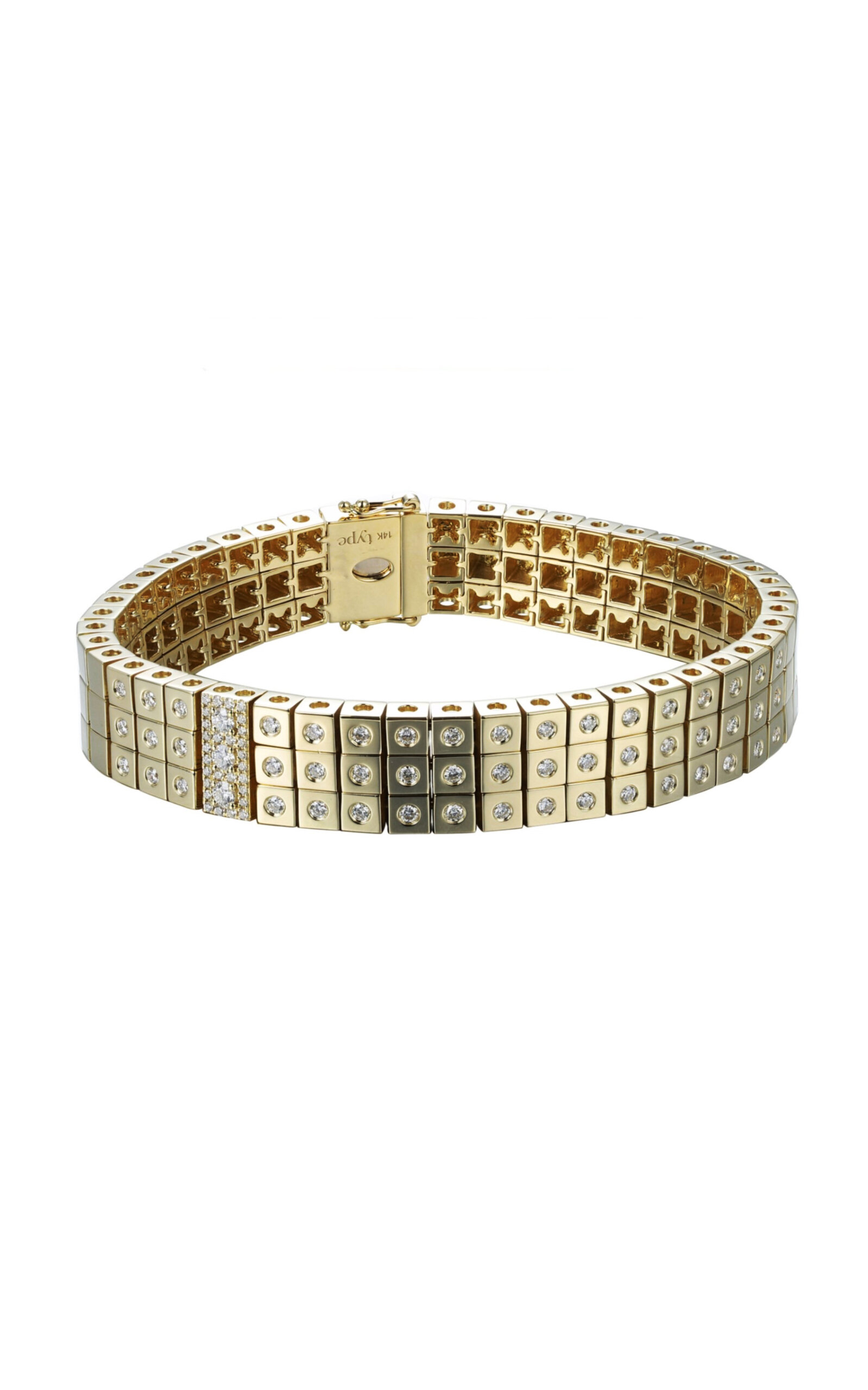 Type Jewelry 14k Yellow Gold LEGGO 3 Row Diamond Tennis Bracelet - Gold - OS - Only At Moda Operandi